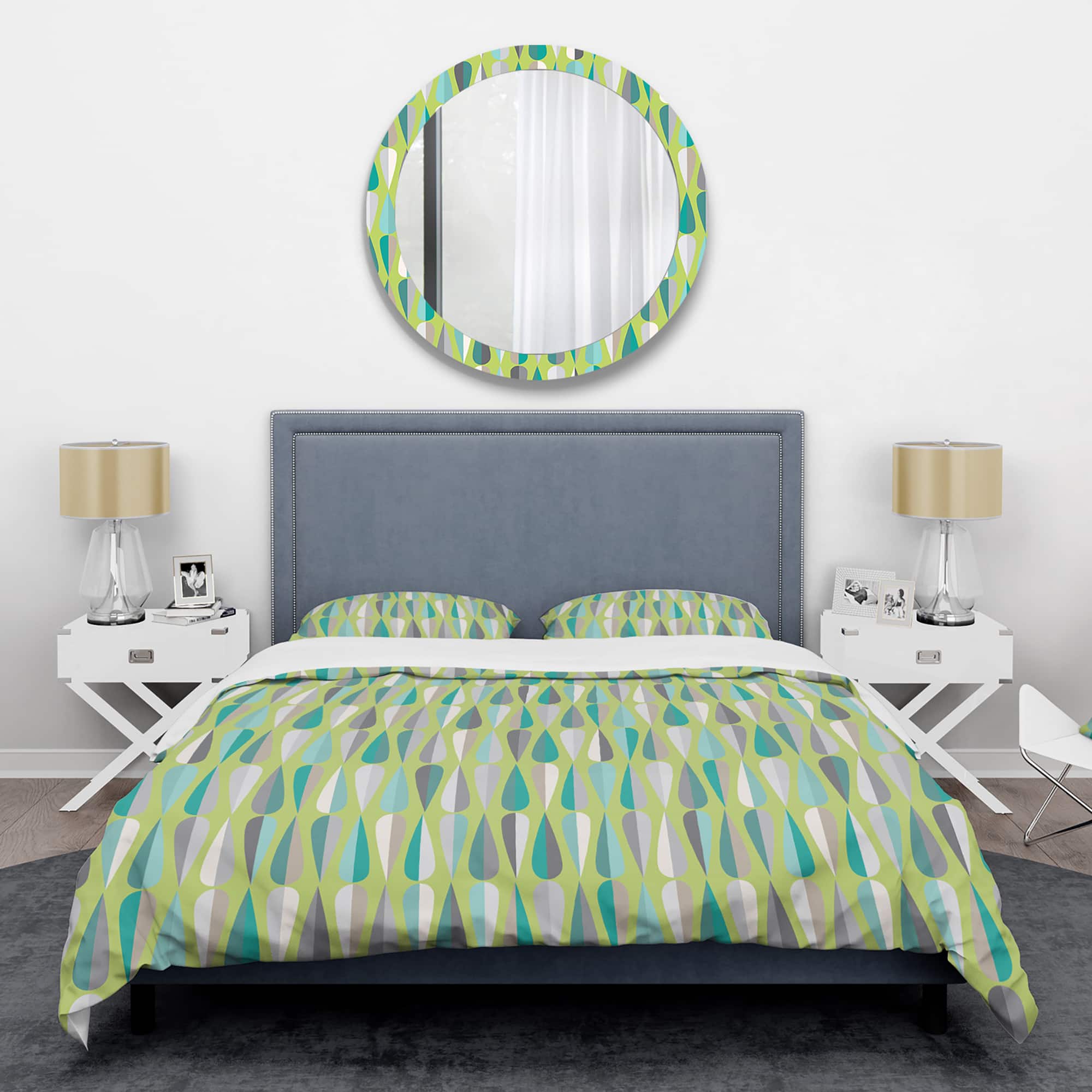 Designart 'Retro Abstract Drops VI' Mid-Century Duvet Cover Set
