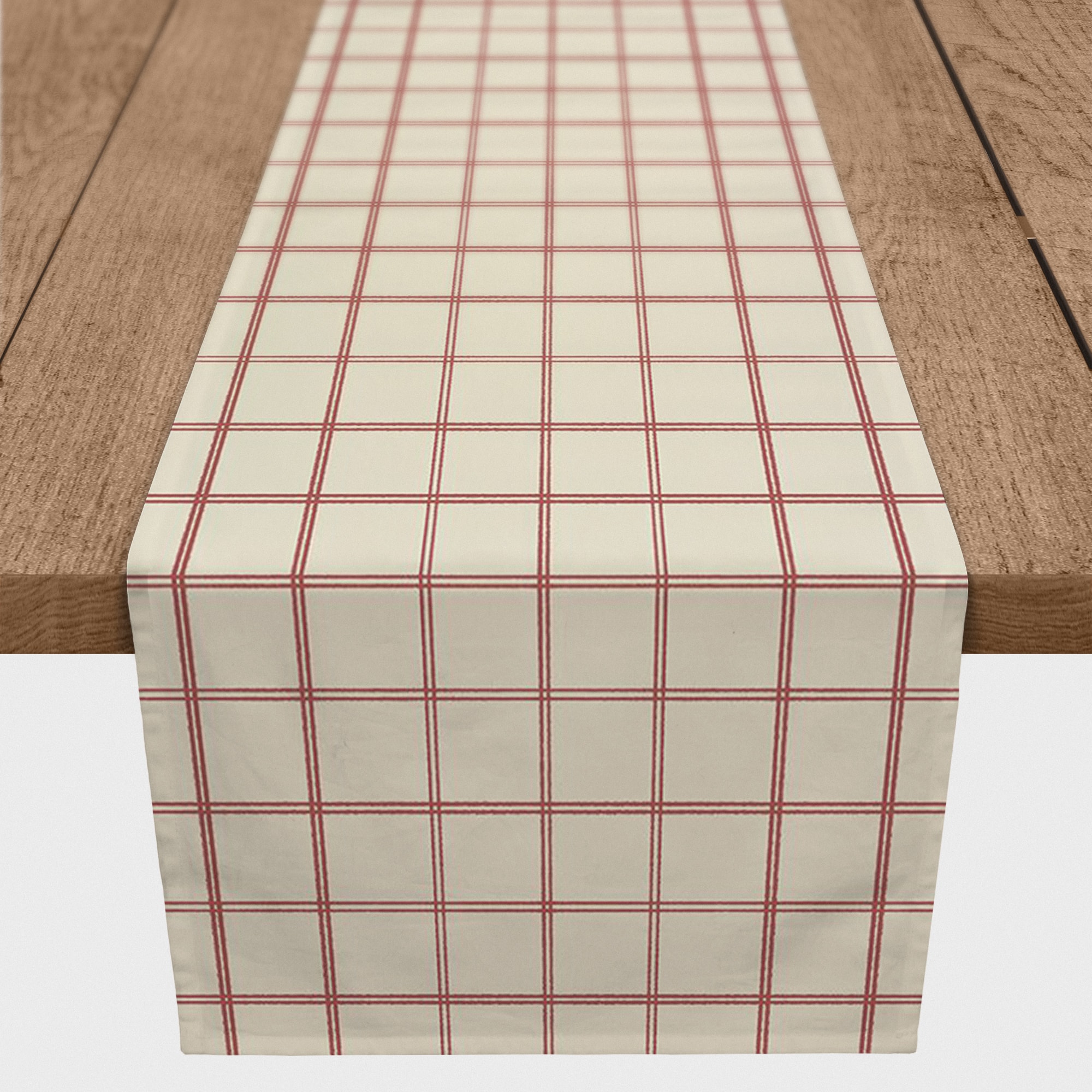 90" & Cream Check Cotton Twill Runner
