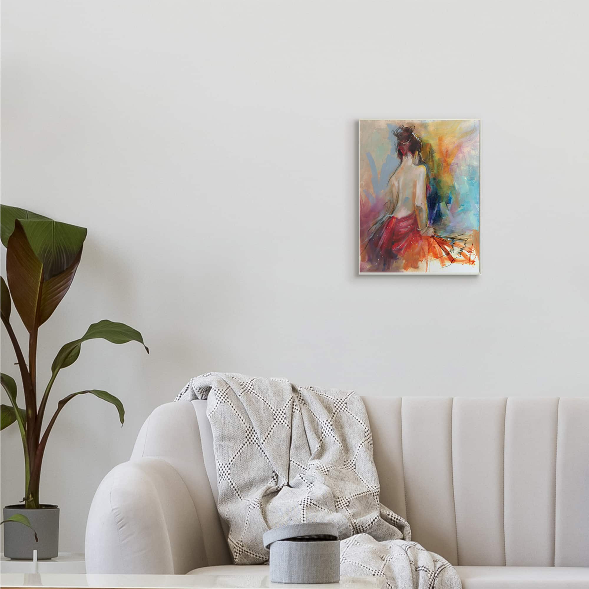 Stupell Industries Contemporary Female Pose Energetic Brush Strokes Wall Plaque