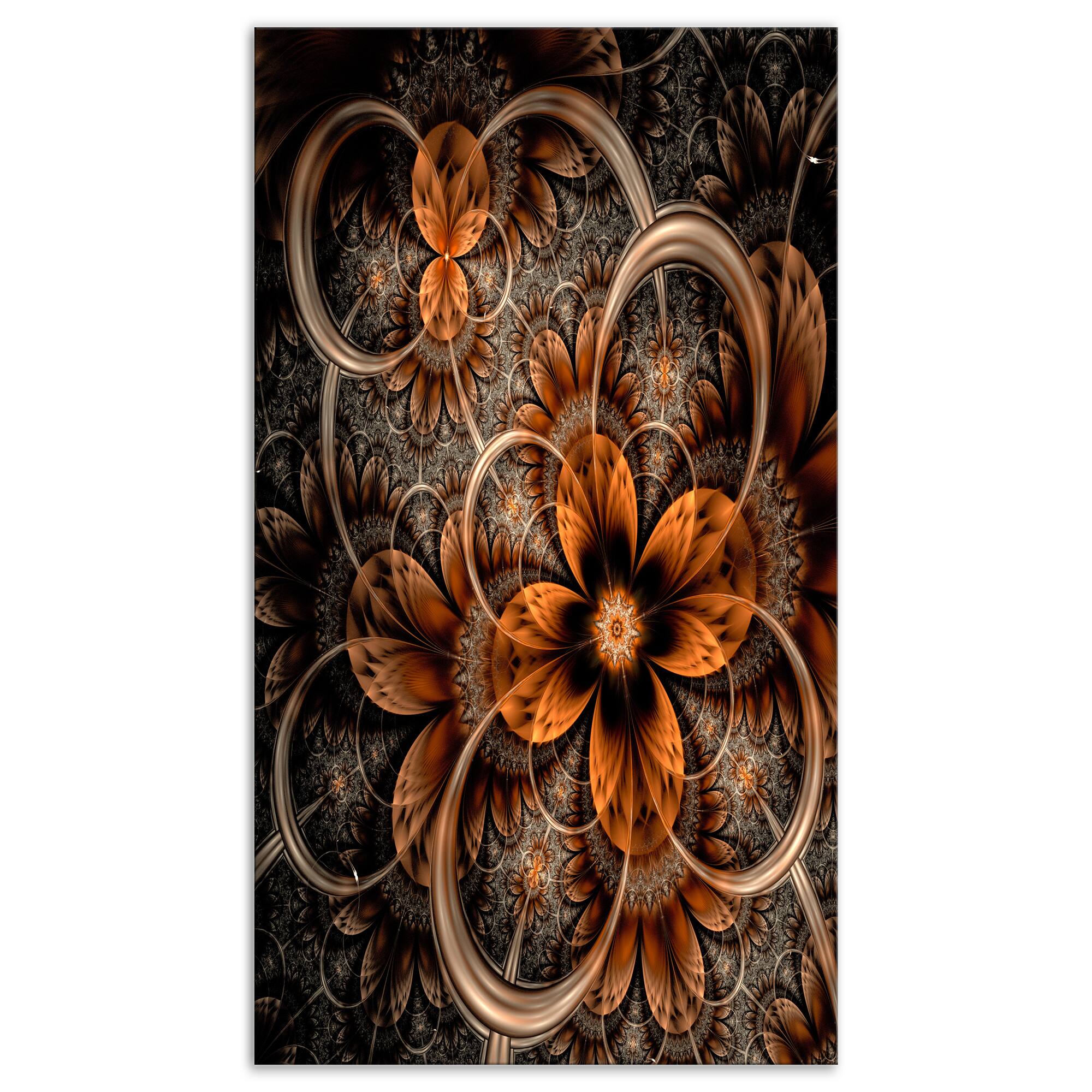 Designart - Dark Orange Digital Art Fractal Flower