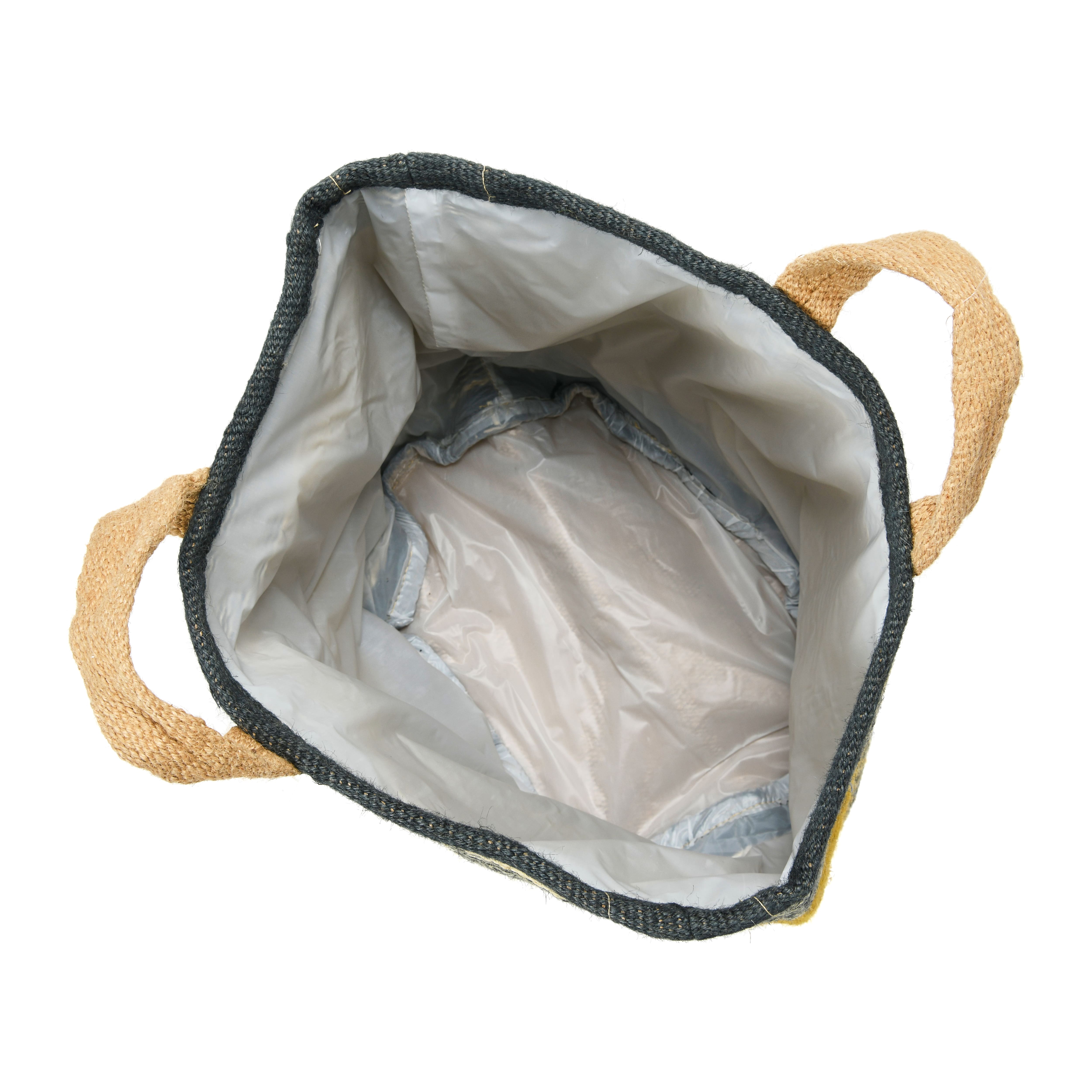 Hello Honey® 24" Mustard Striped Woven Jute Tote with Liner