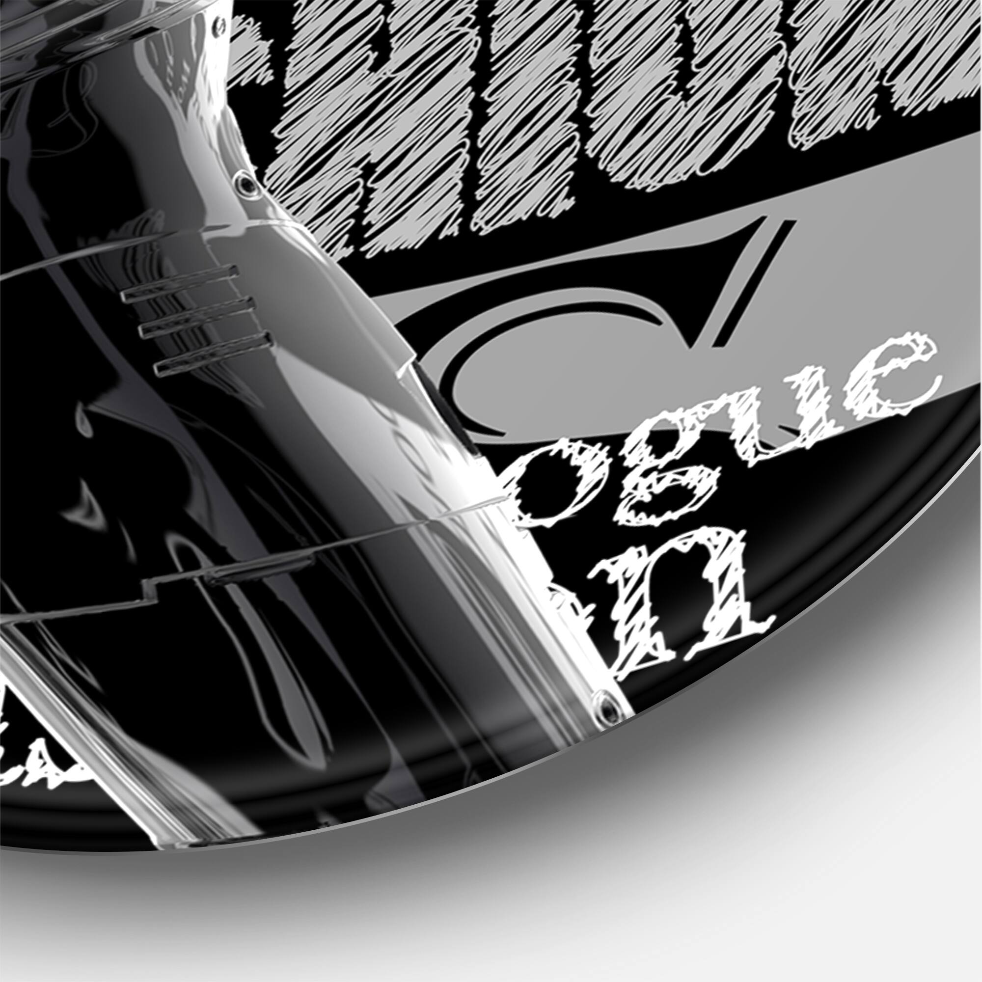 Designart - Monochrome Cyborg Body II - Modern Metal Circle Wall Art