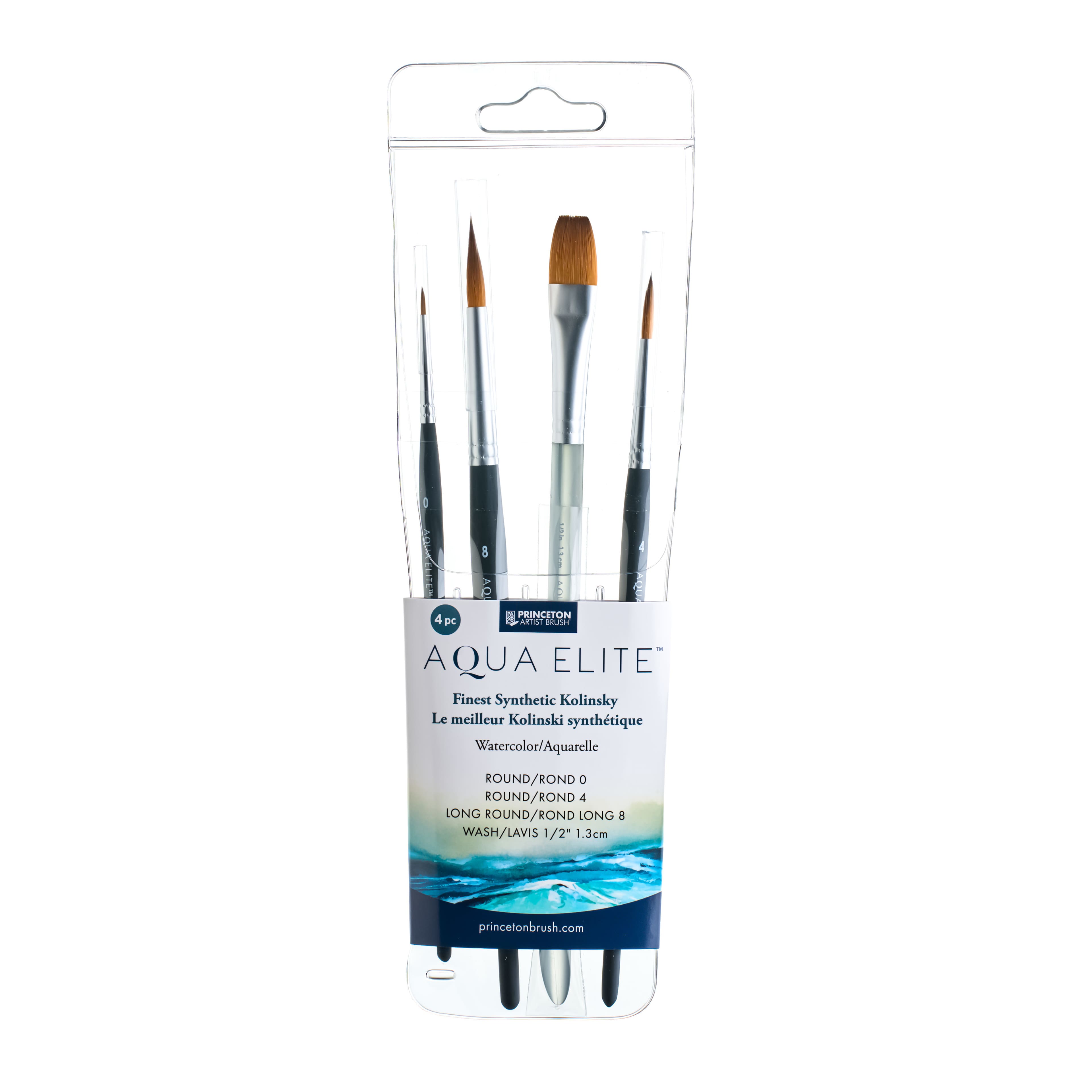 Michaels, Princeton™ Aqua Elite™ 4 Piece Round & Wash Synthetic Kolinsky Brush Set – Category: Multi-Purpose