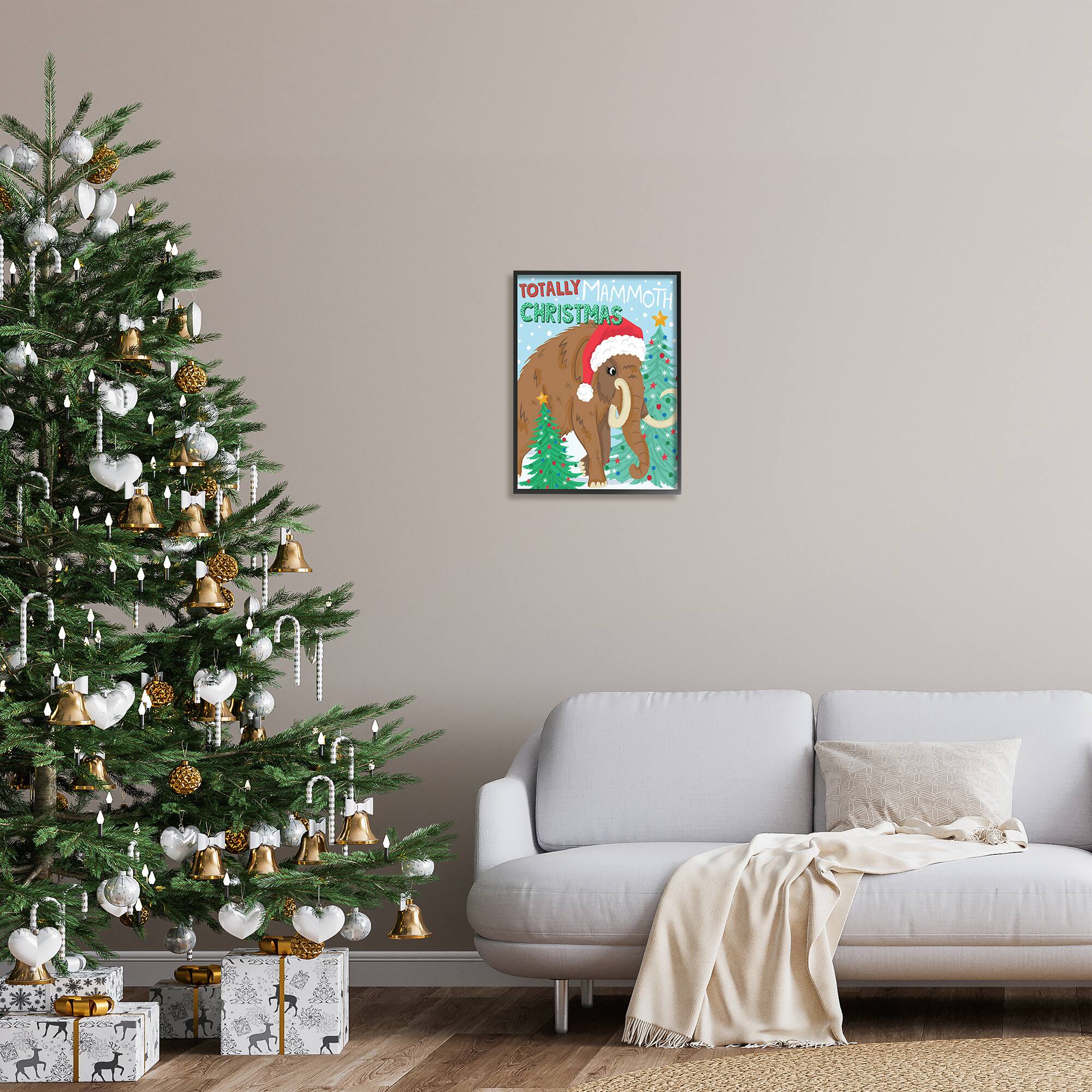 Stupell Industries Totally Mammoth Christmas Scene Framed Giclee Art