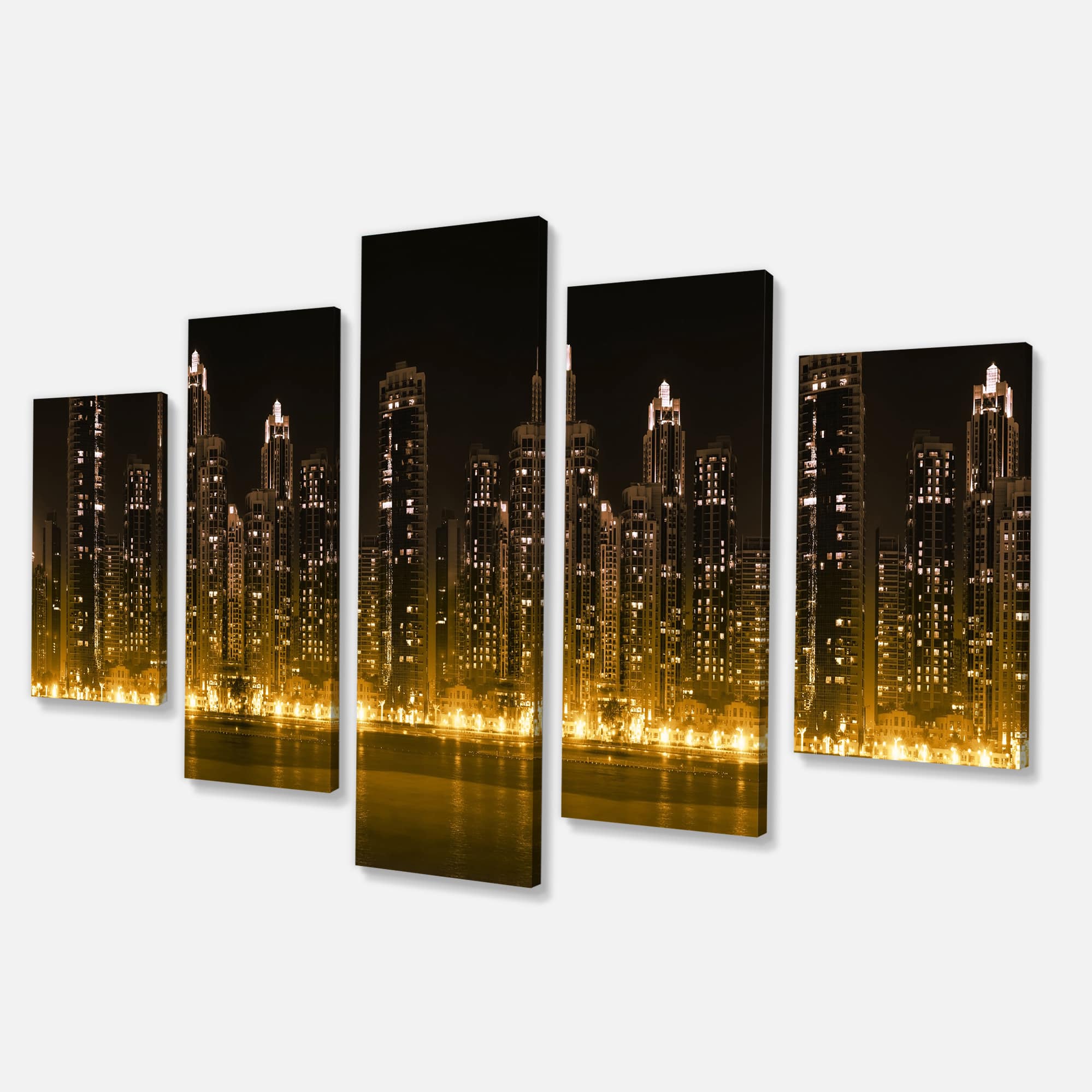 Designart - Modern City with Illuminated Skyscrapers - Cityscape Canvas Print