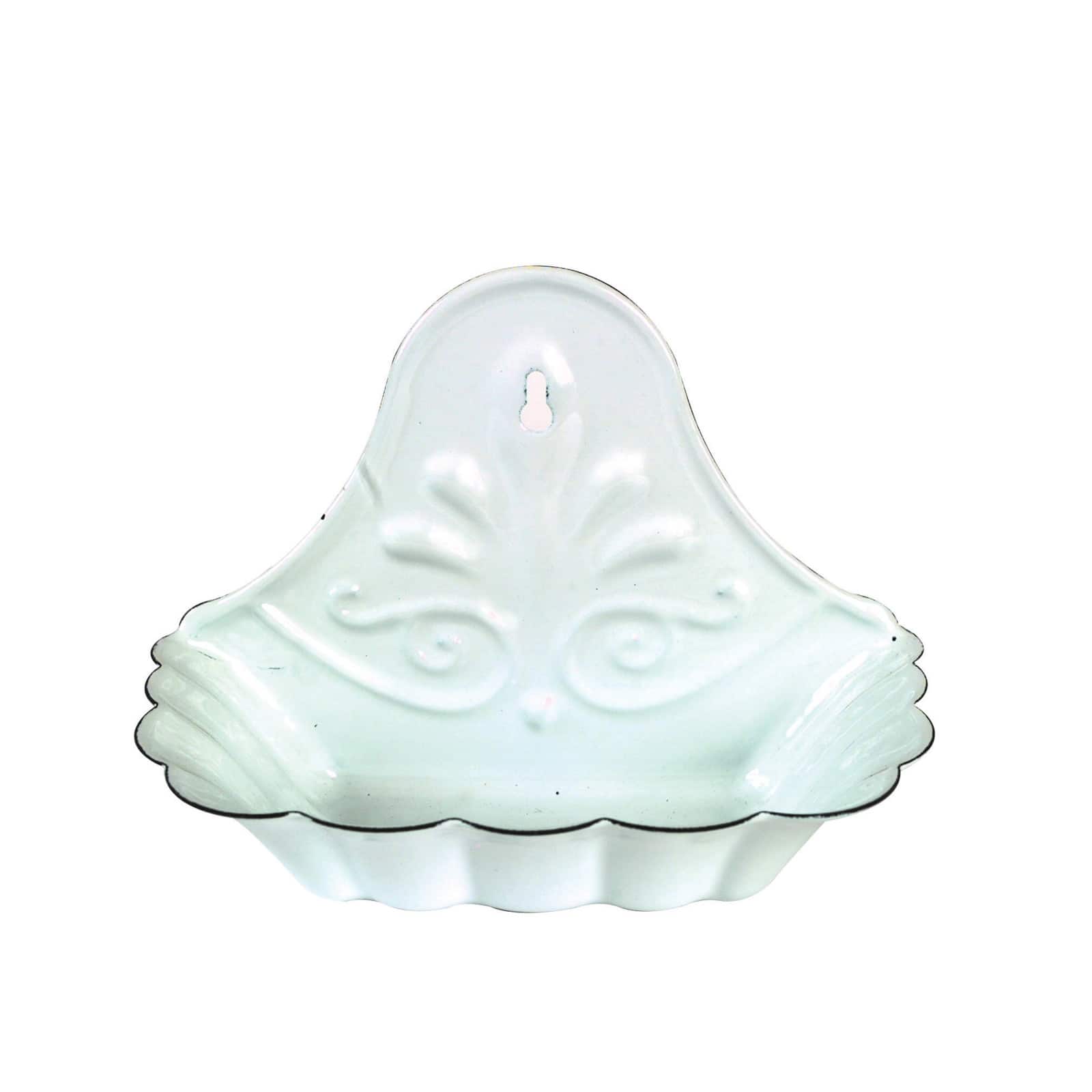 6" White Enameled Metal Soap Dish