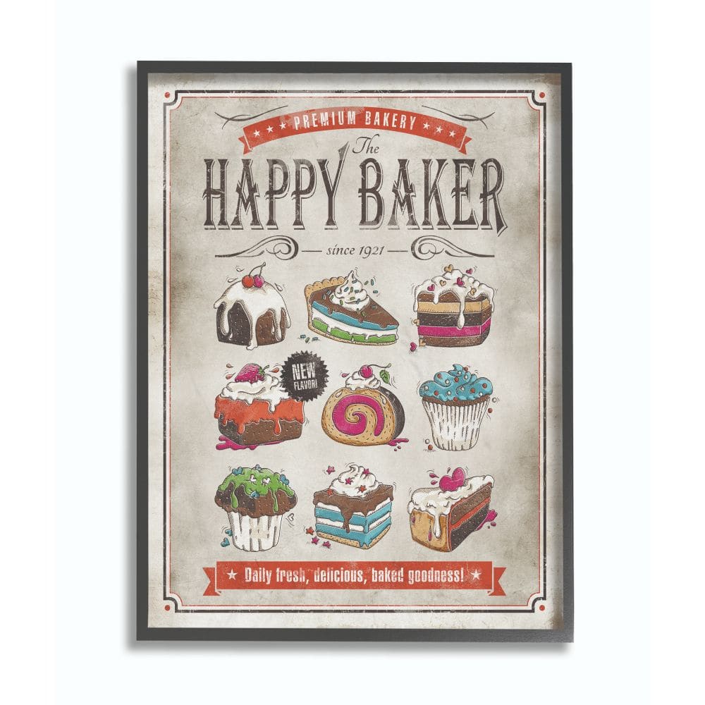 Stupell Industries Happy Baker Vintage Comic Book Framed Giclee Textured Wall Art