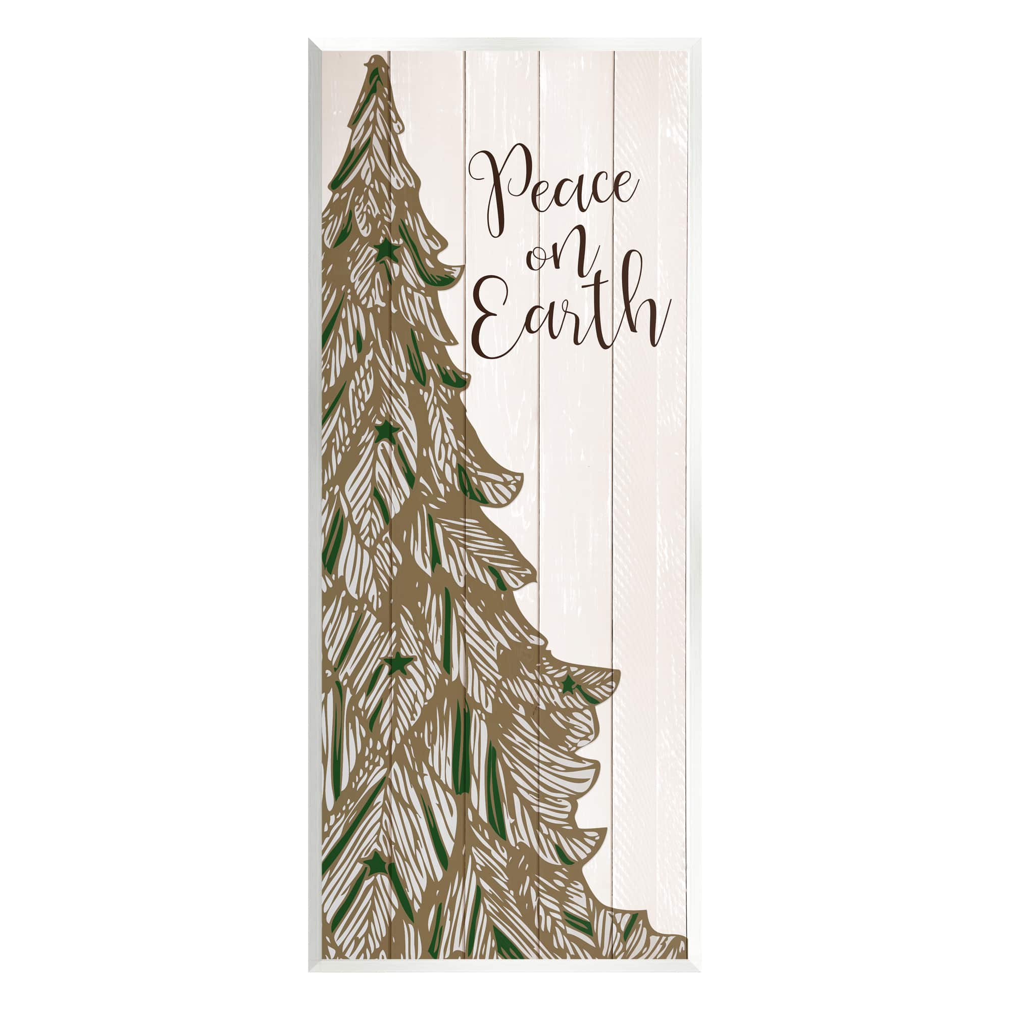 Stupell Industries Peace On Earth Tree Phrase Wall Plaque Art