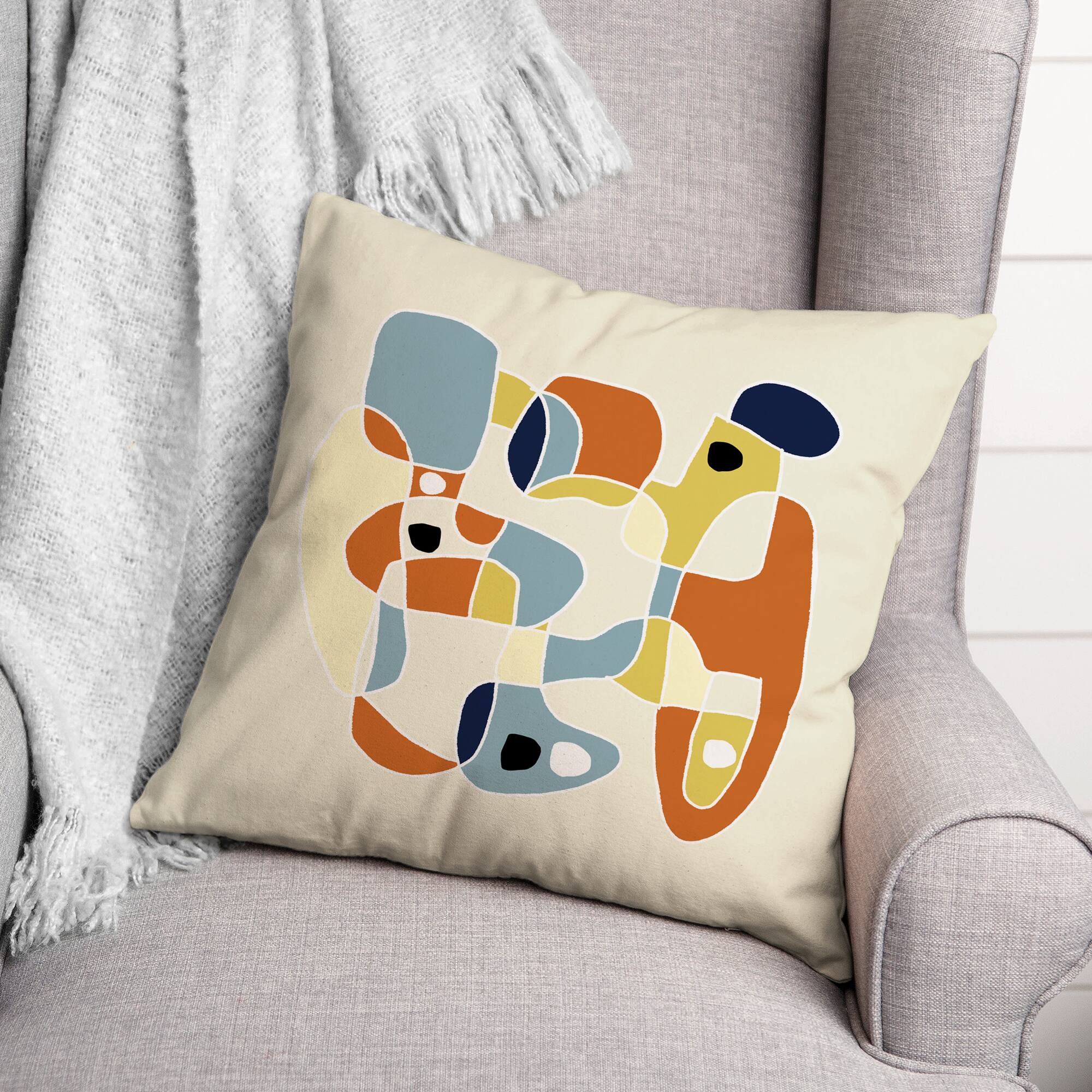Midcentury Jumble 18" x 18" Throw Pillow