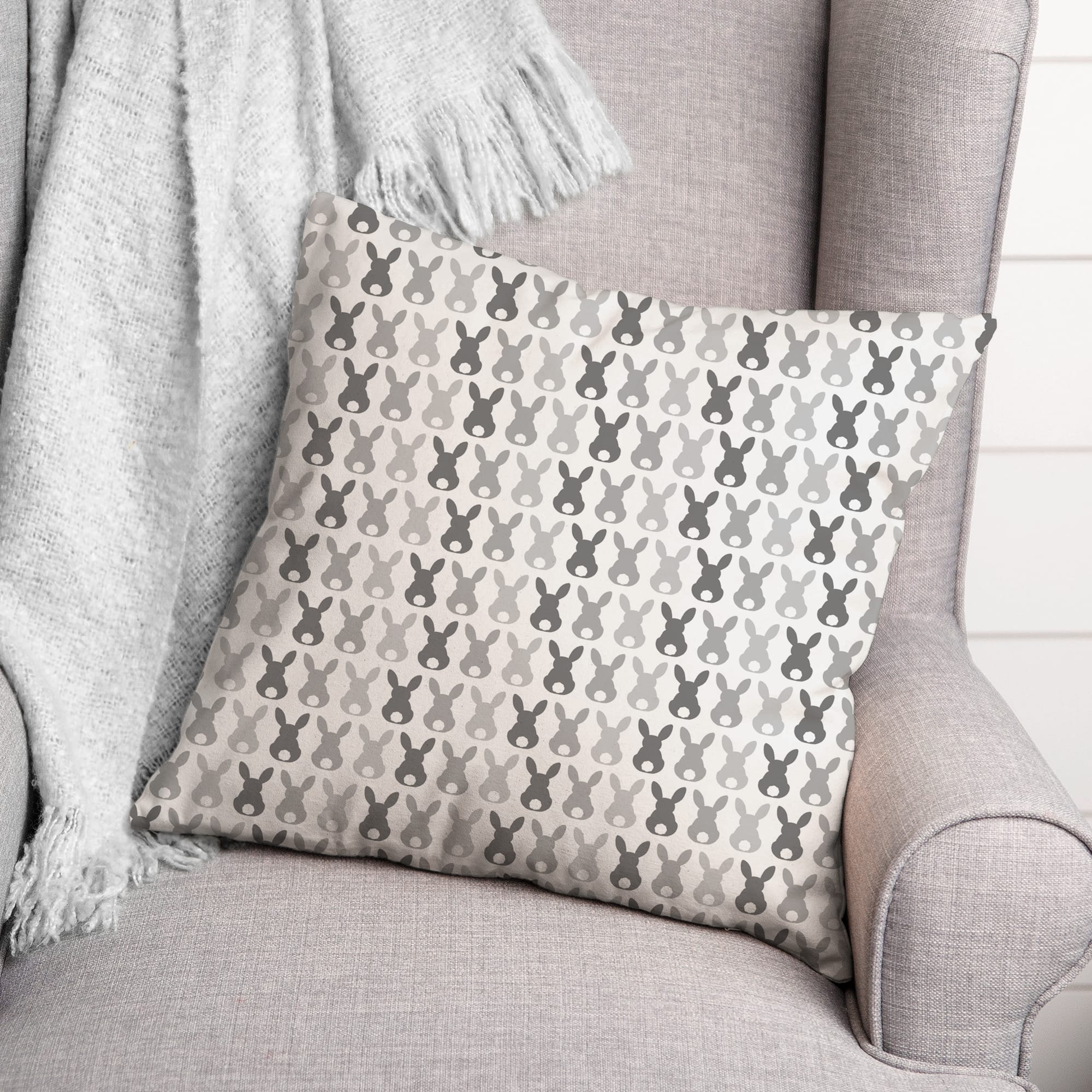 Bunny Butt Pattern Pillow 2 18" x 18" Throw Pillow