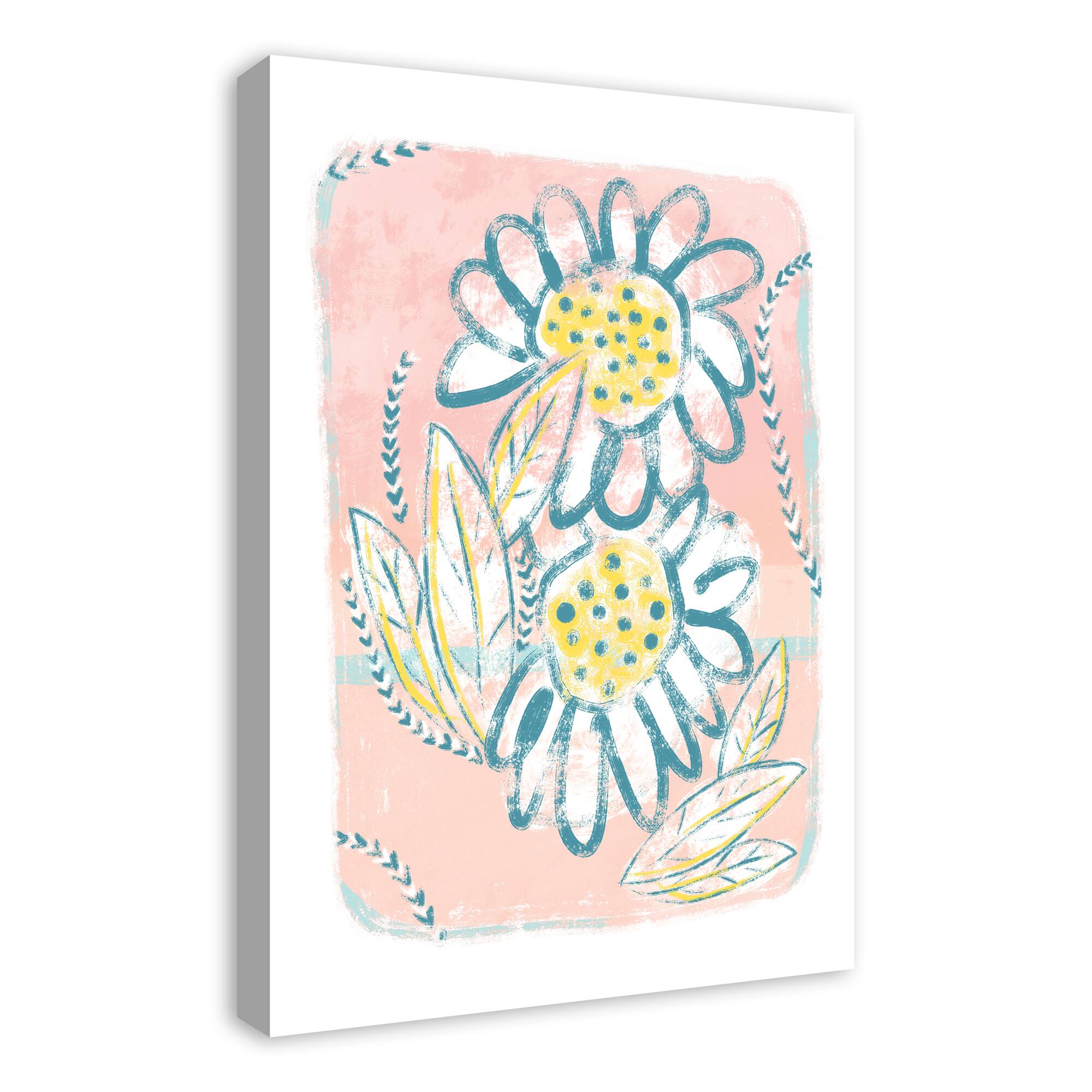 Bright Funky Florals Canvas Wall Art