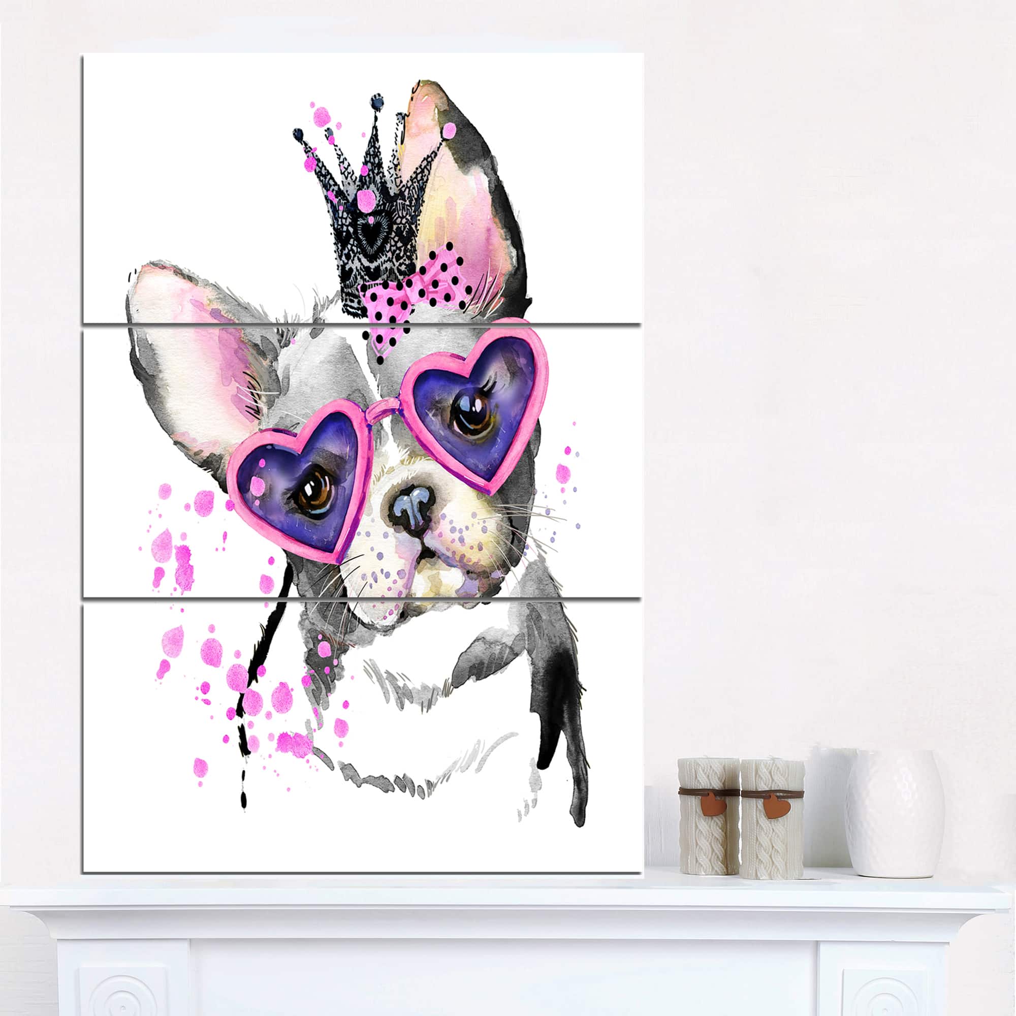 Designart - Sweet Funny Dog with Glasses - Animal Canvas Wall Art