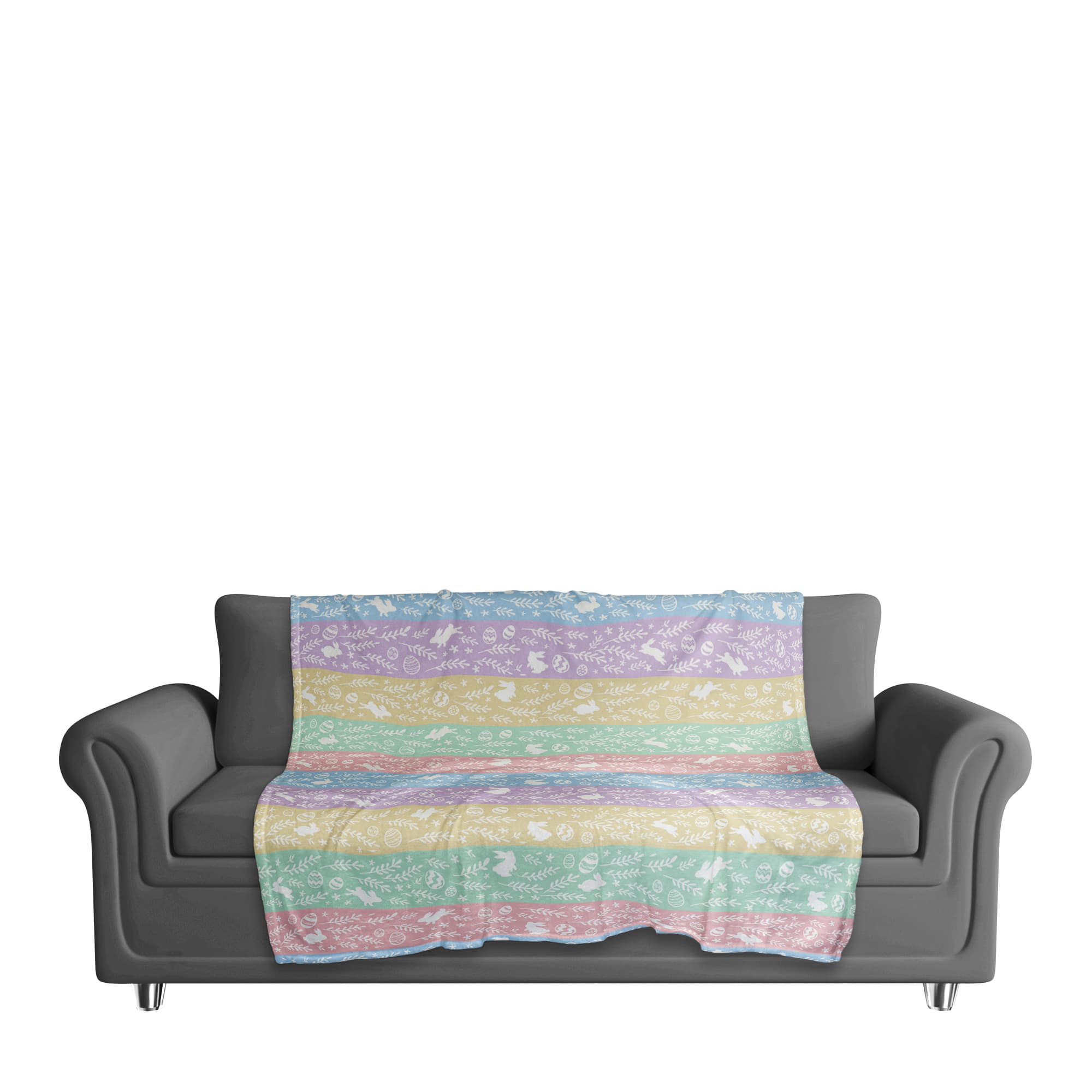 Botanical Bunny Stripes 50" x 60" Coral Fleece Blanket