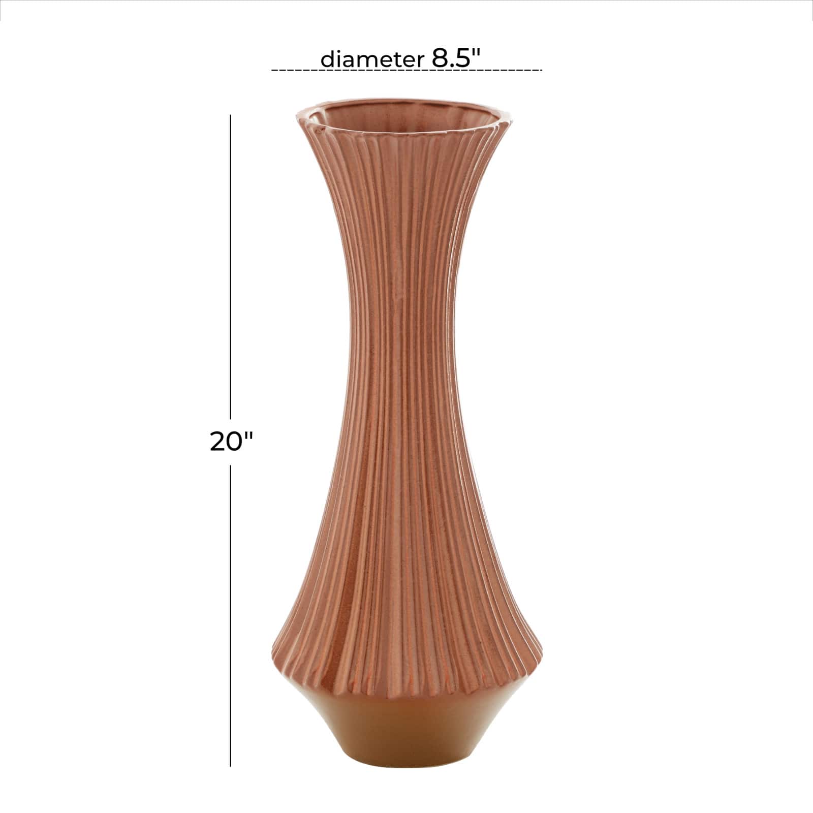Rust Ceramic Modern Vase, 20" x 8" x 8"