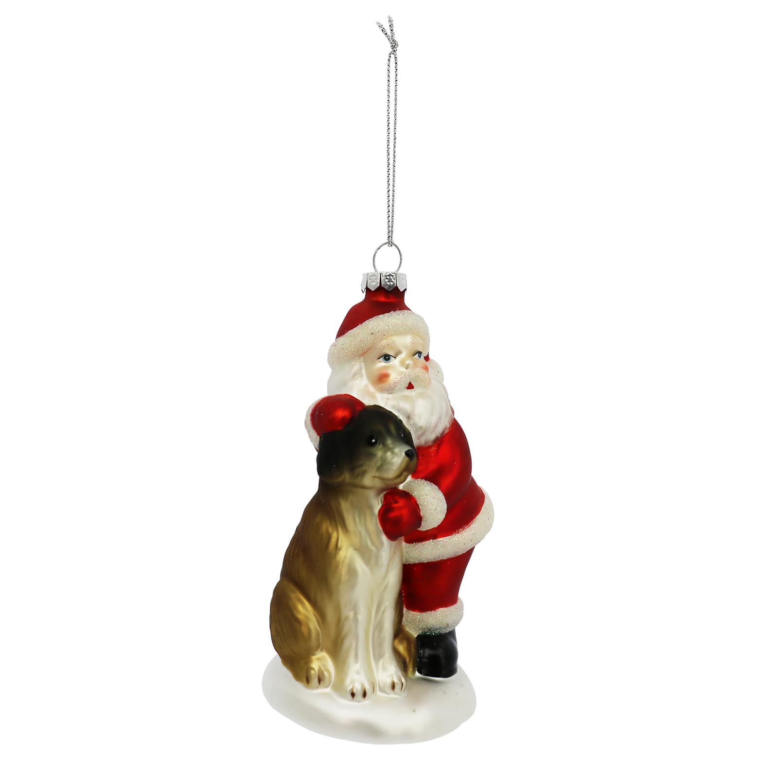 5.25" Santa Hugging Dog Glass Ornament by Ashland®