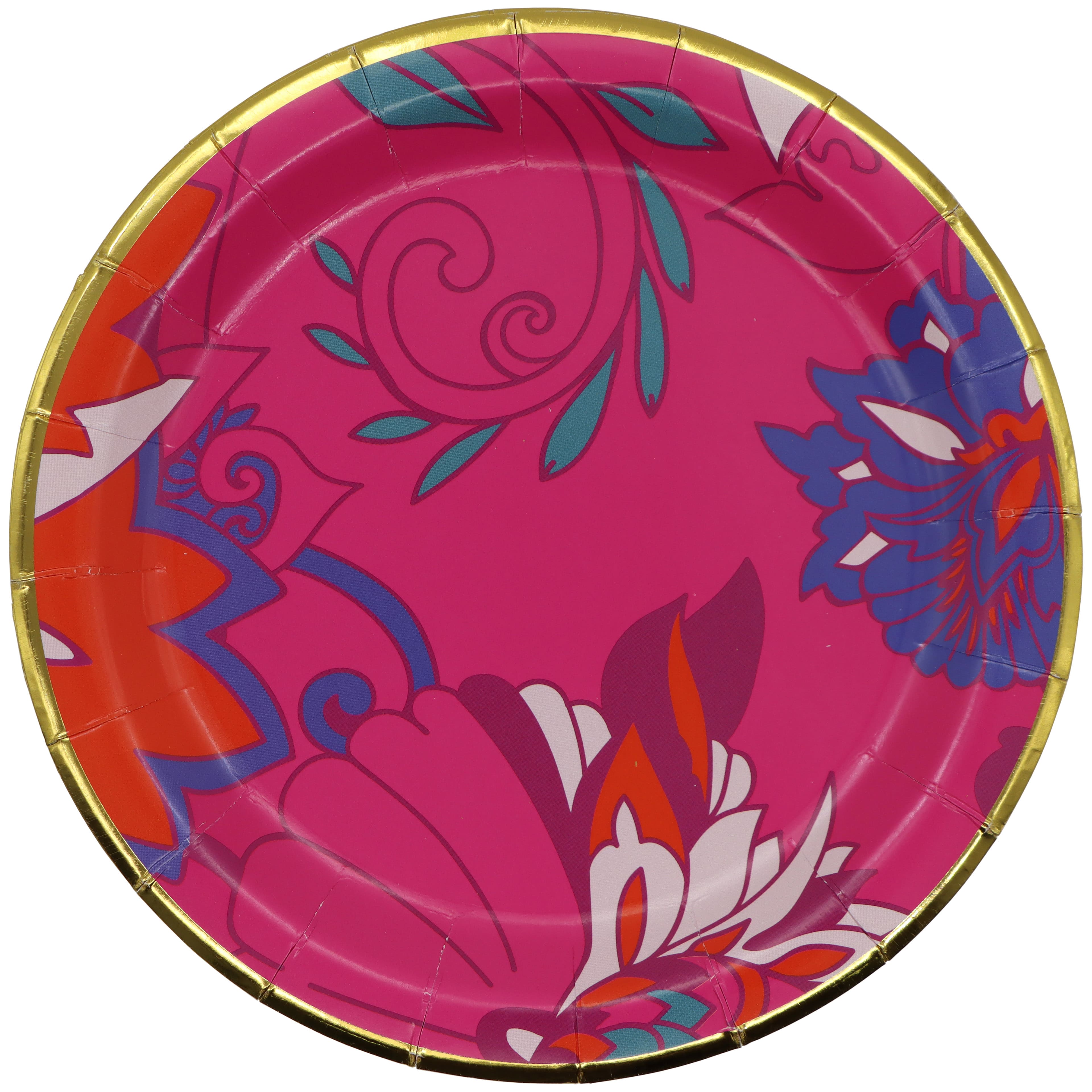 Pink Jungle 7" Tropical Paisley Paper Snack Plates, 10ct. by Celebrate It™