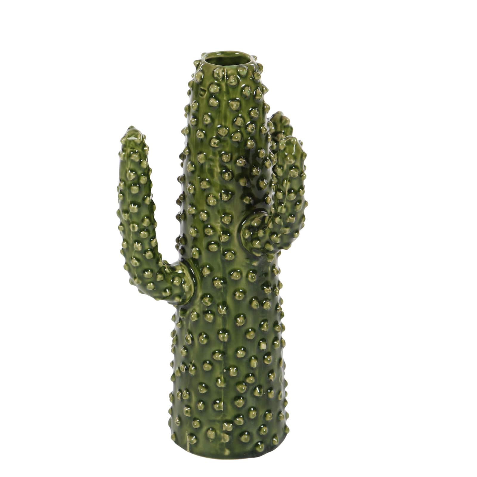 Green Ceramic Eclectic Vase, 12" x 5" x 6"