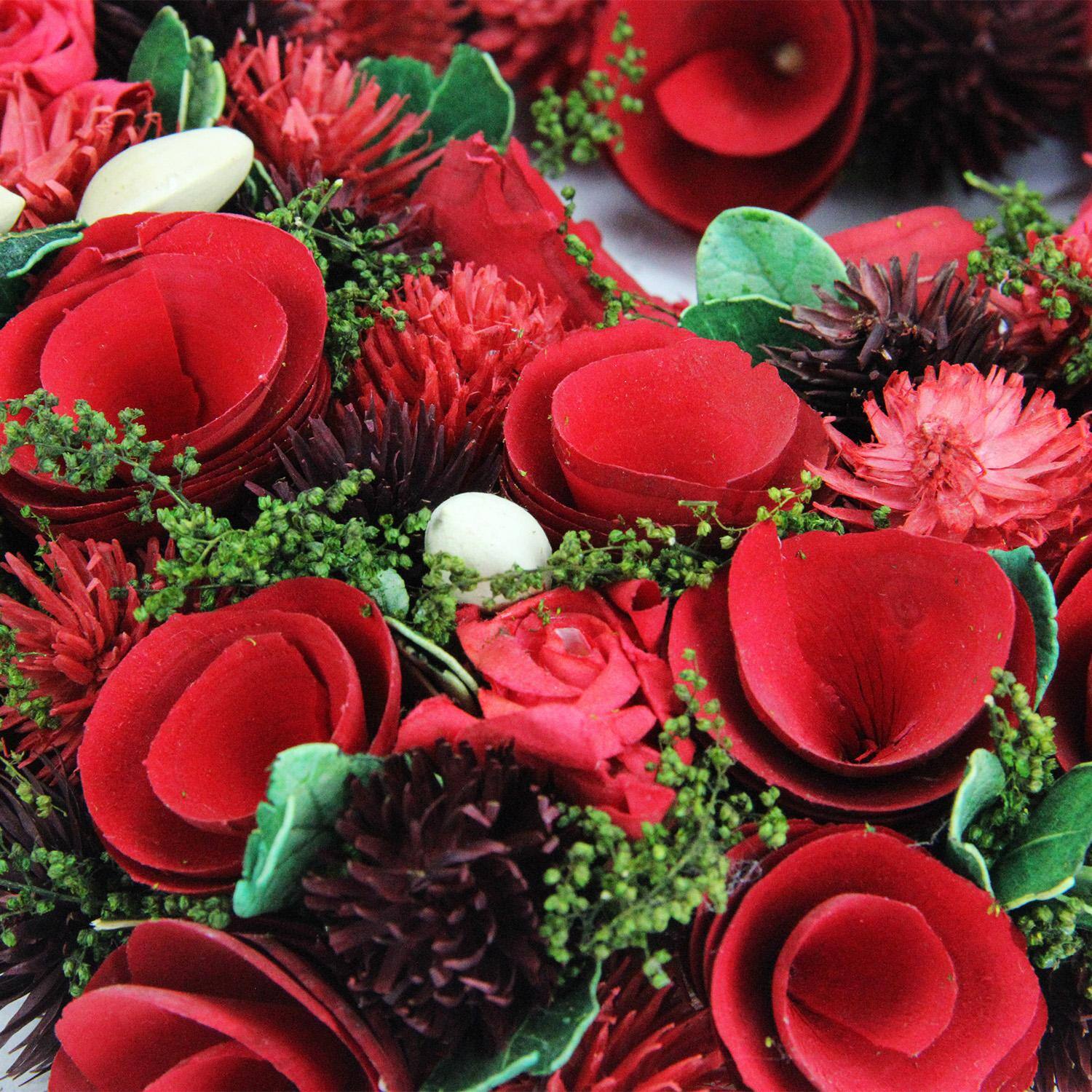 13.5" Red Rose Flower Heart Valentine's Day Wreath