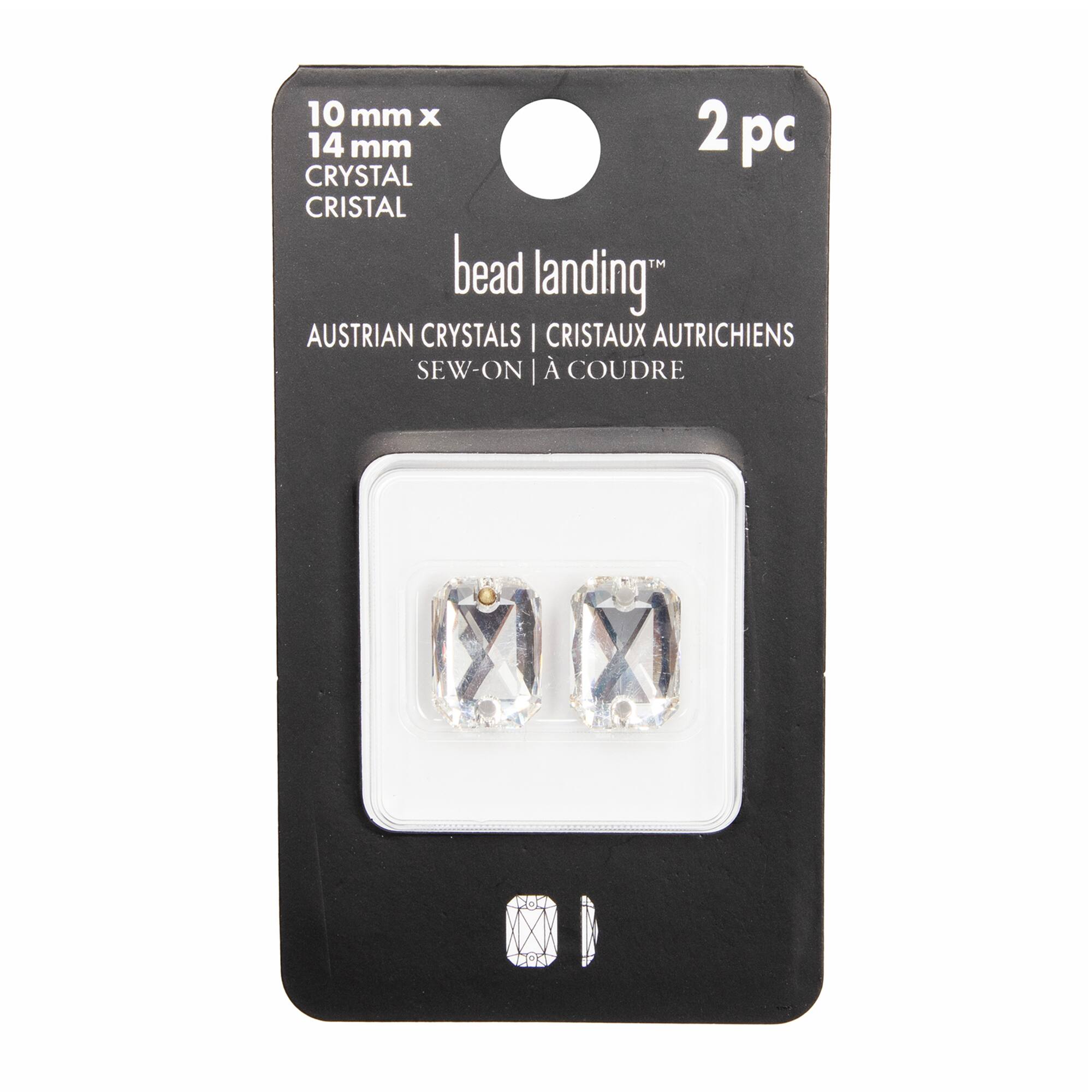 6 Packs: 2 ct. (12 total) 14mm Crystal Emerald Cut Sew-On Austrian Crystals by Bead Landing™