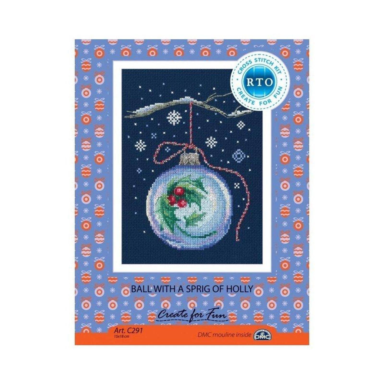 RTO Ornamnet Ball with a Sprig of Holly Counted Cross Stitch Kit