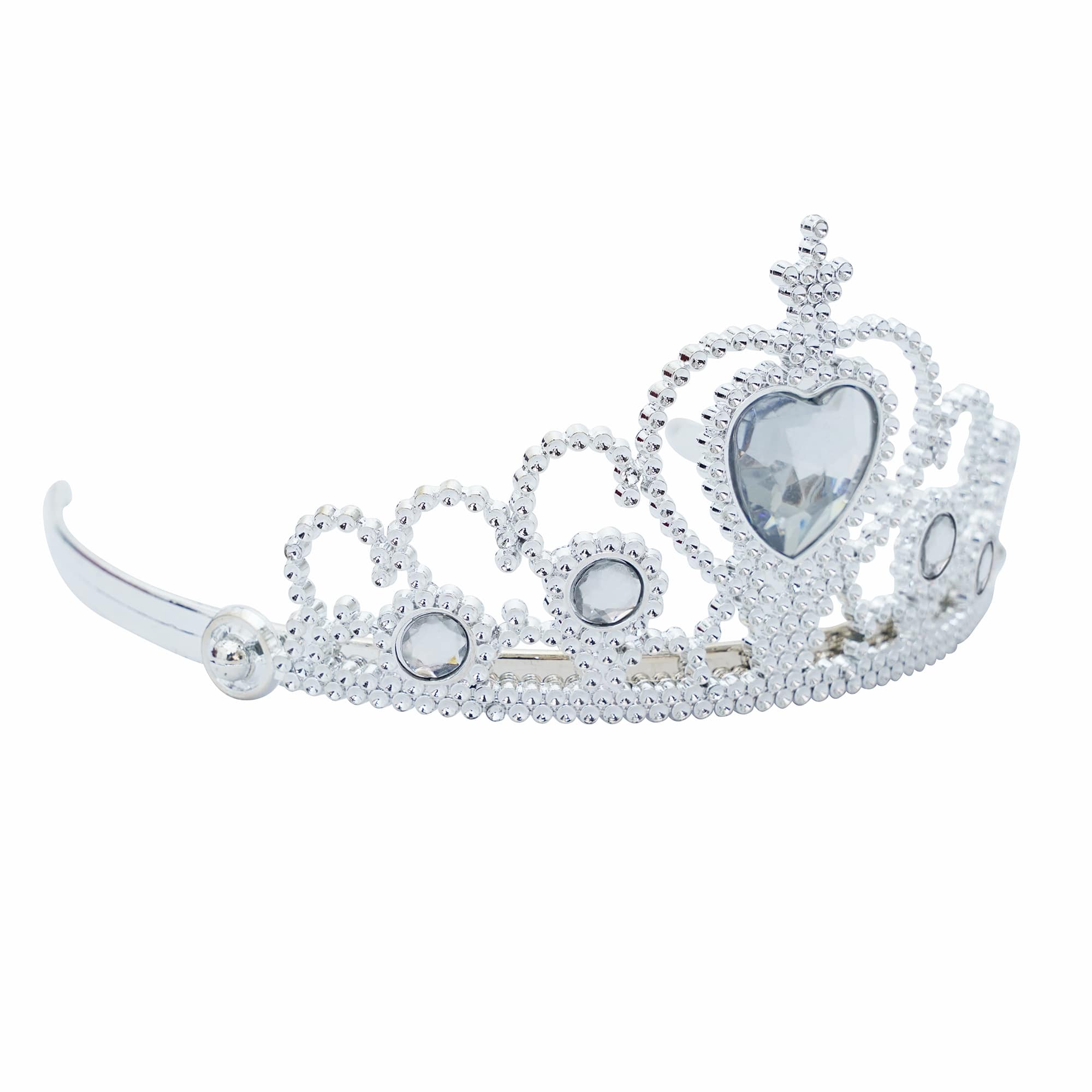 Adult Silver Plastic Costume Tiara with Gem