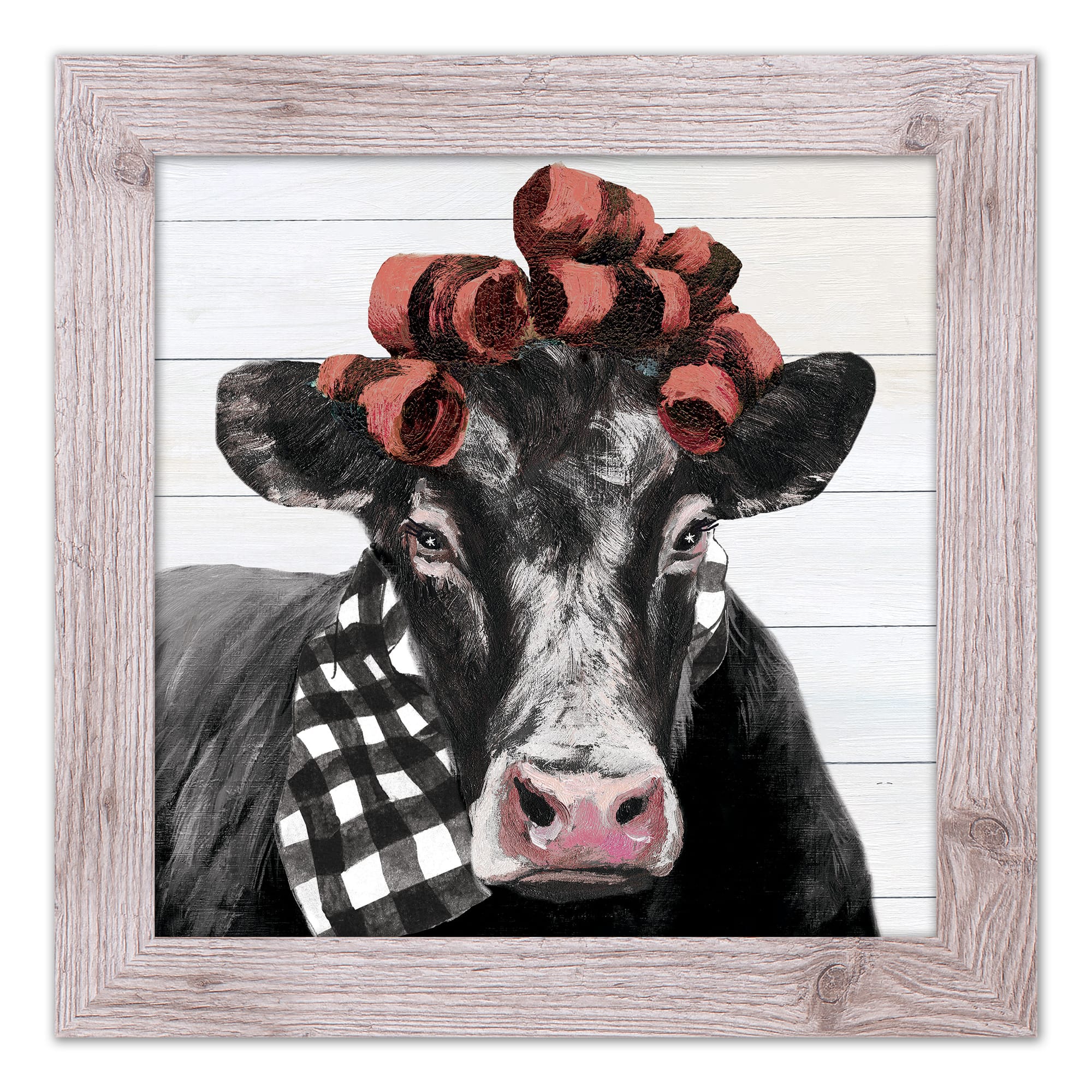 Country Curlers Cow Western Framed Print