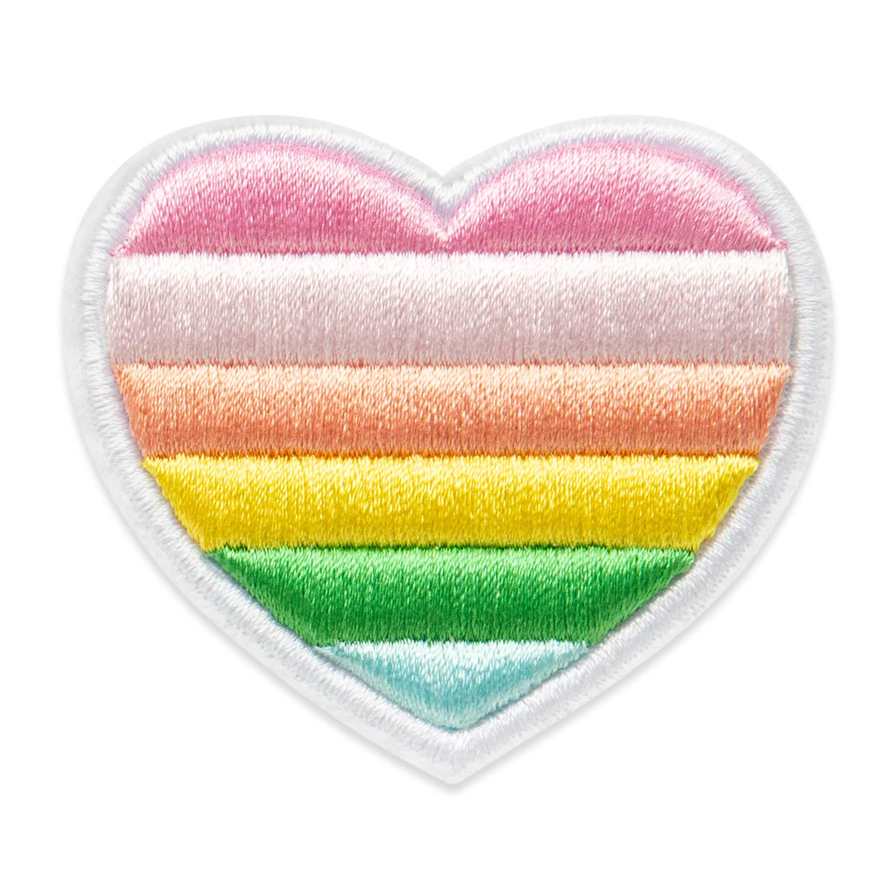 Rainbow Embroidered Heart Iron-On & Adhesive Patch by Make Market®