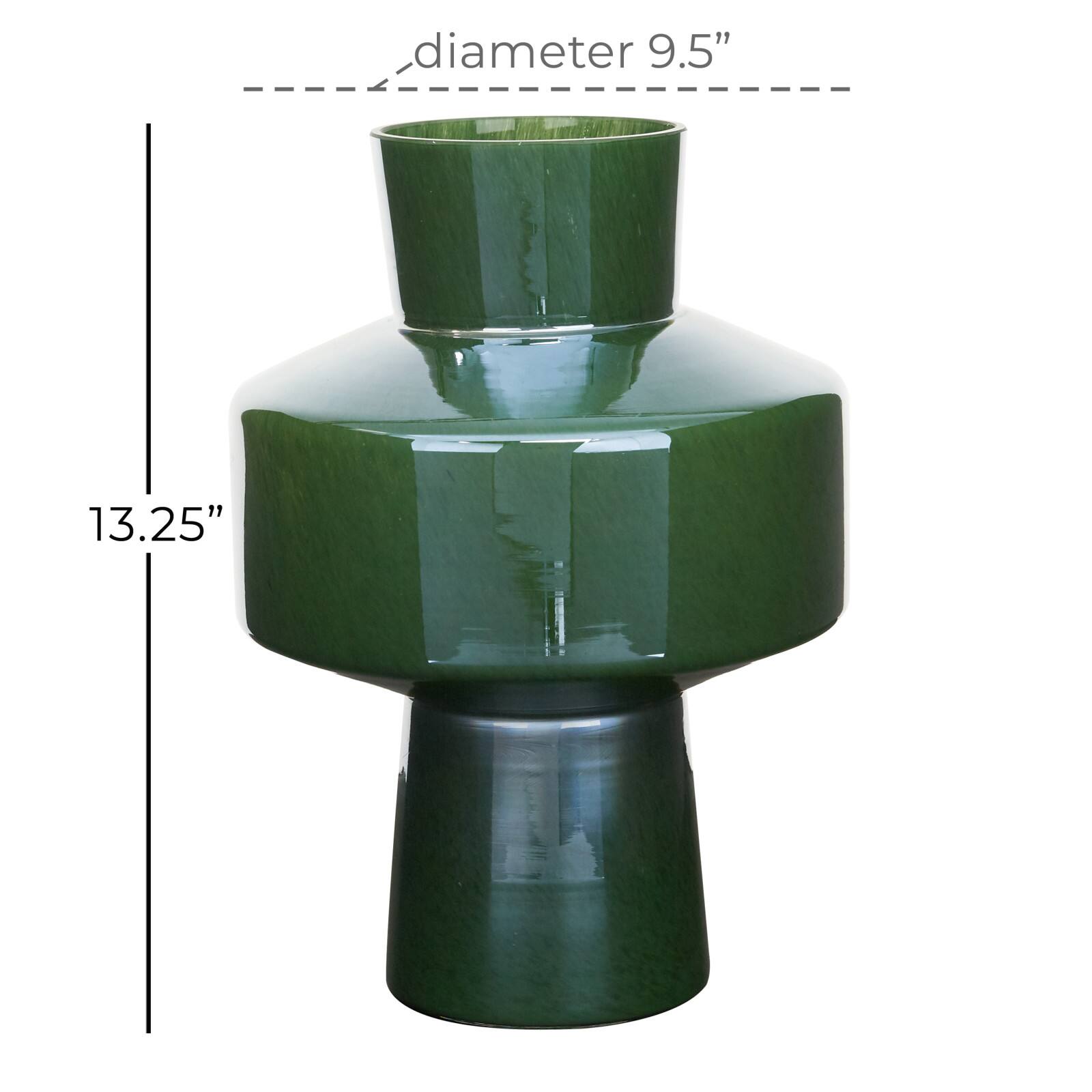 13" Green Modern Glass Vase