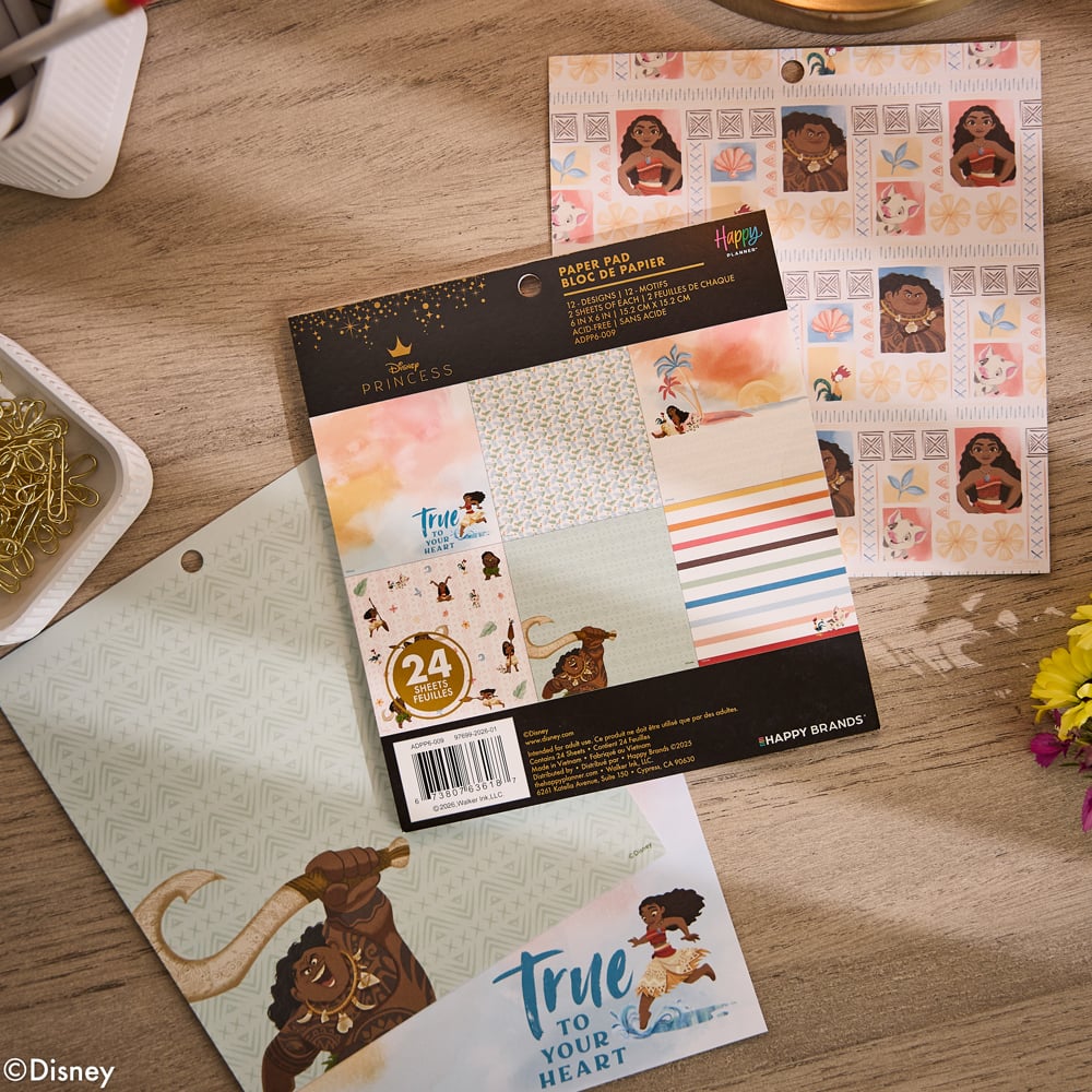 The Happy Planner® Disney© Moana 6" x 6" Scrapbooking Paper Pad, 24 Sheets