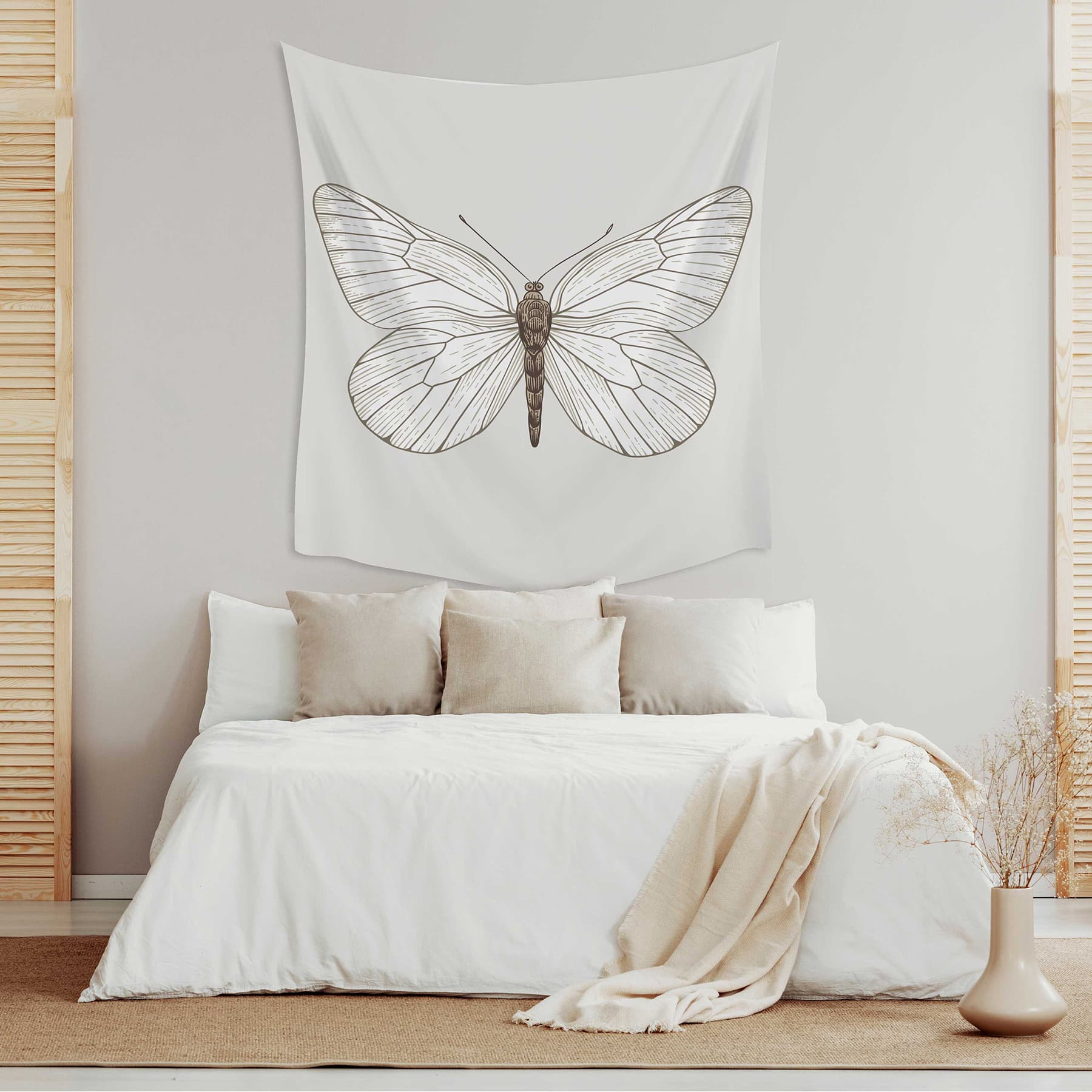 RoomMates White Butterfly Tapestry