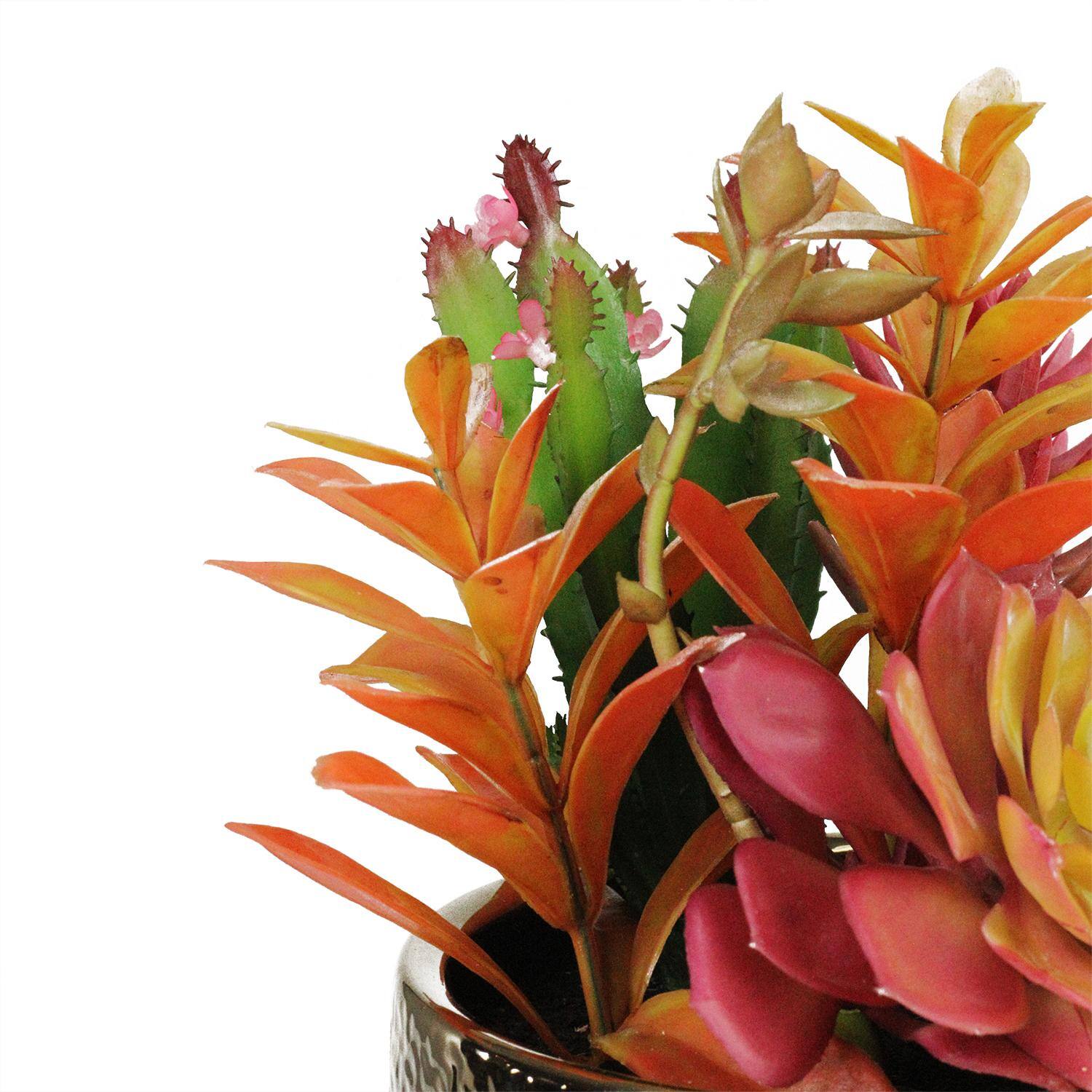 8.5" Artificial Succulent Arrangement in Gold Ceramic Pot