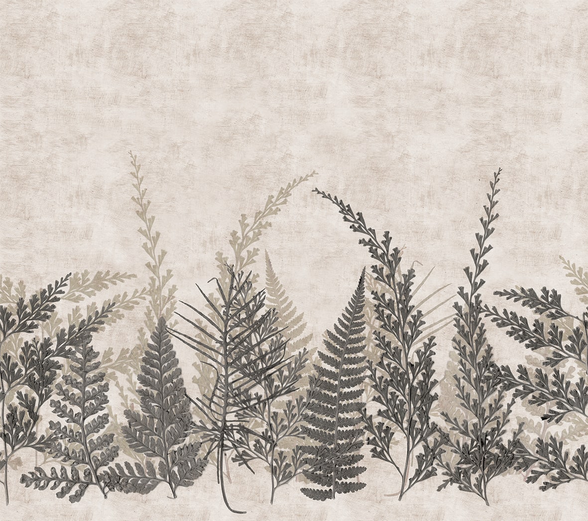 Designs Direct Pressed Ferns Warm Taupe Wall Mural