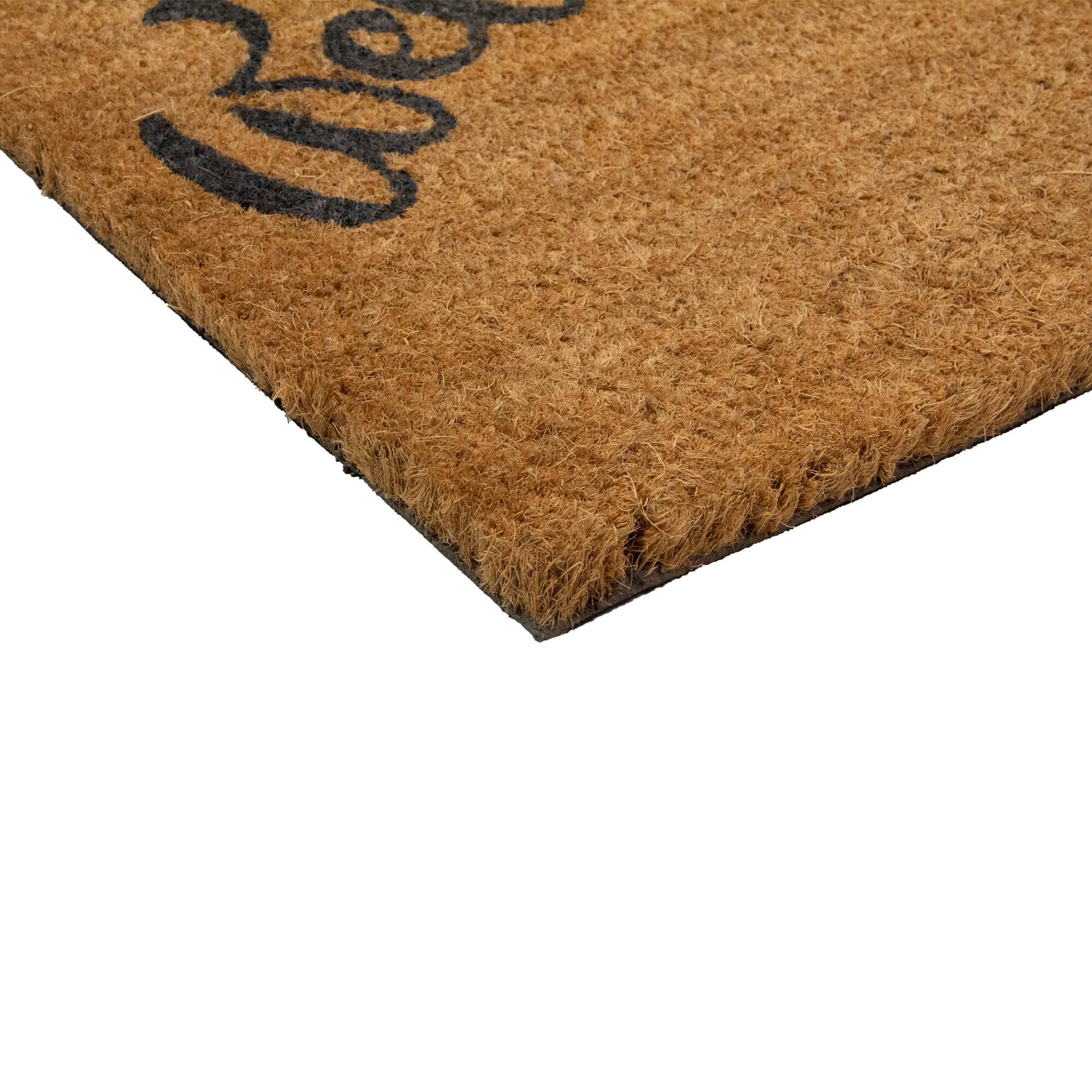 18" x 30" Natural Coir Floral Rectangular "Welcome" Doormat 