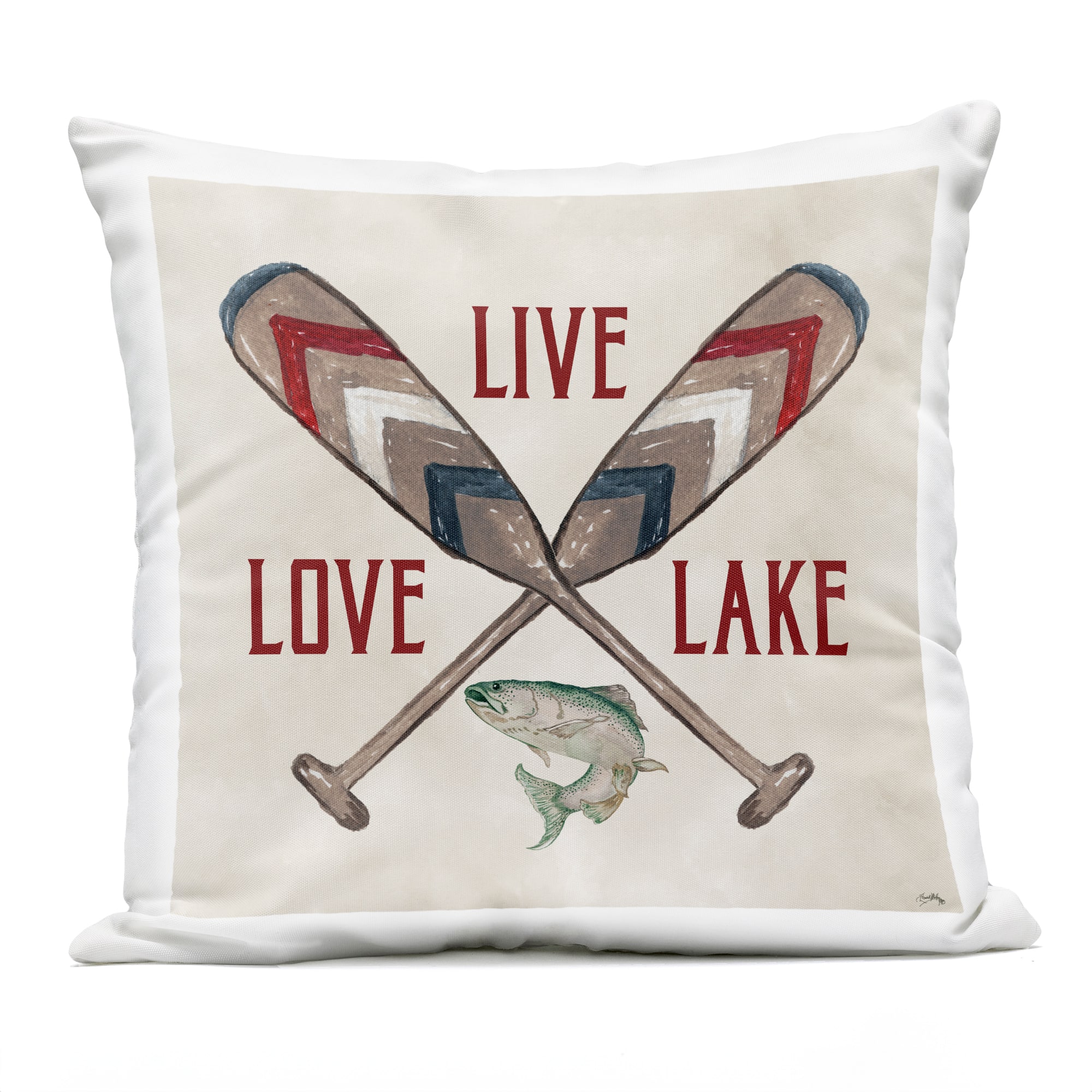 Stupell Industries 18" x 18" Live Love Lake Oars Outdoor Print Throw Pillow