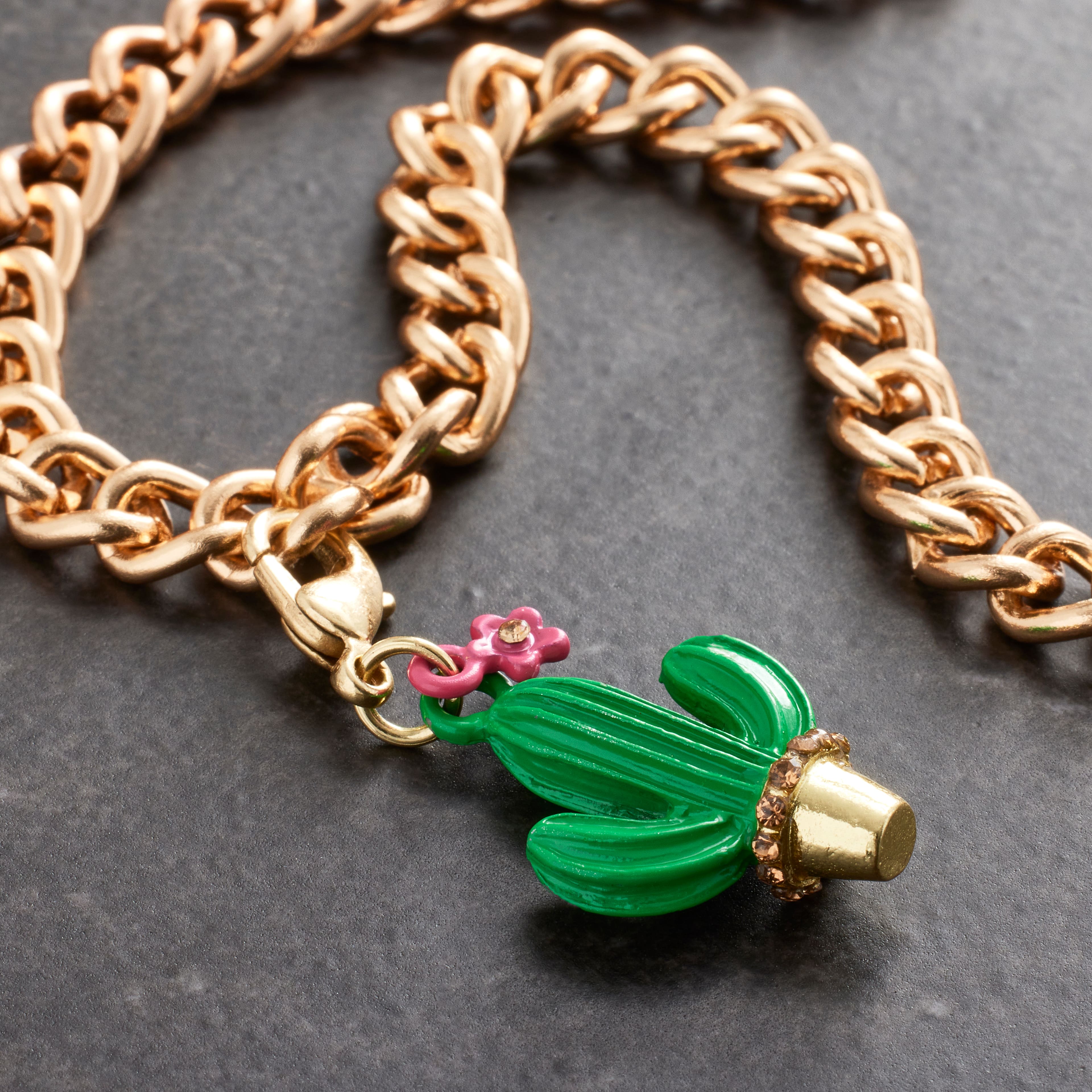 12 Pack: Gold Cactus Charm by Bead Landing™