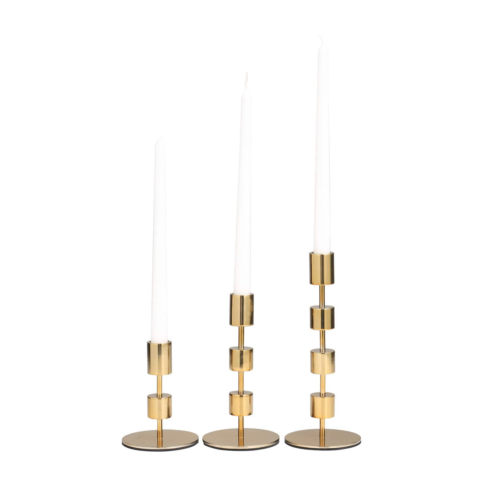 Gold Aluminum Floating Block Abstract Candle Holder with Rounded Base Set