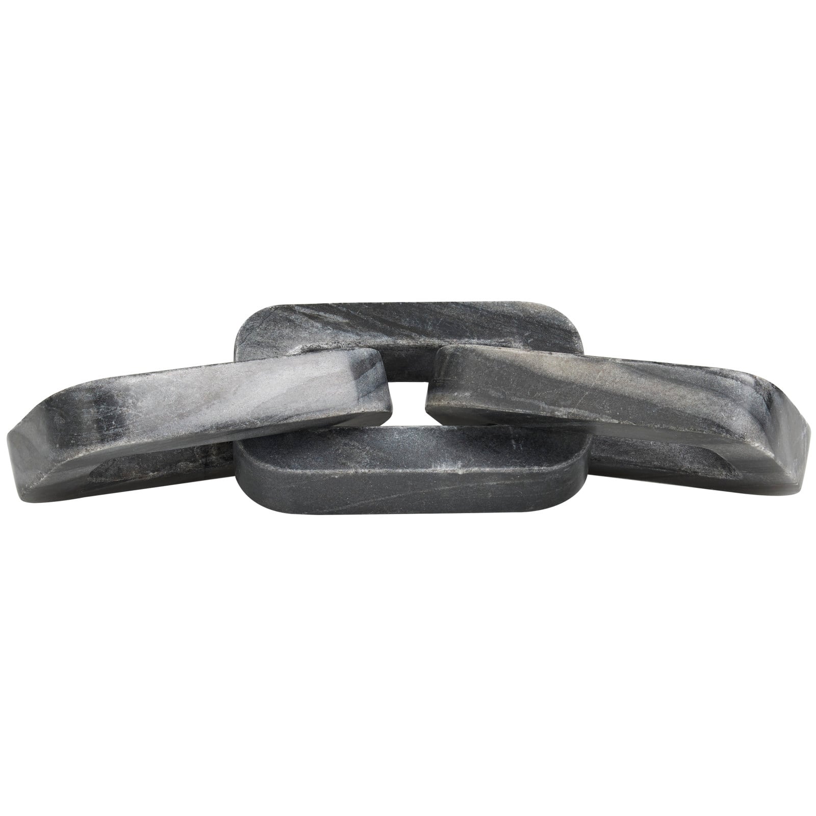 14" Gray Marble Chain Geometric 3-Link Sculpture