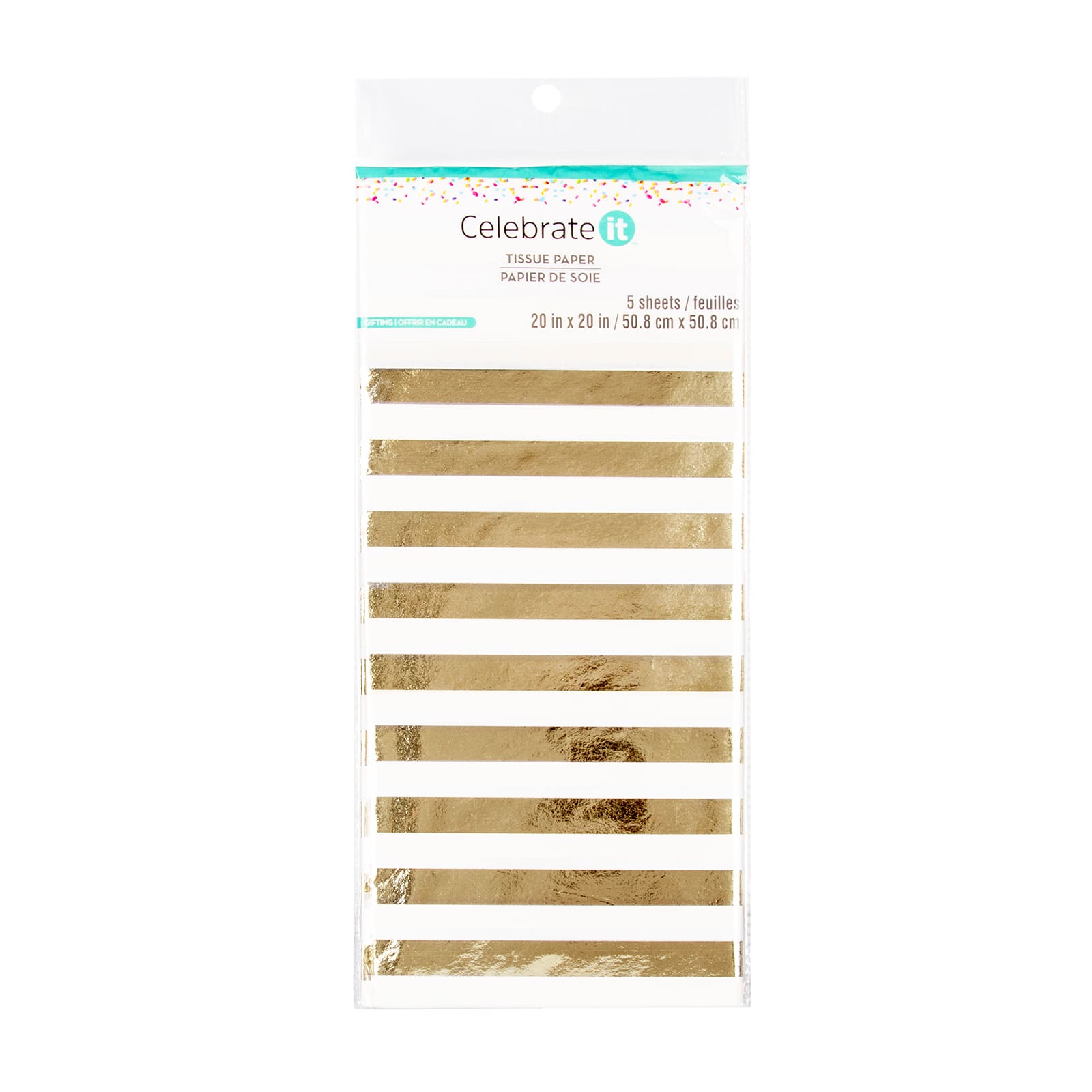 White & Gold Striped Tissue Paper Sheets by Celebrate It™