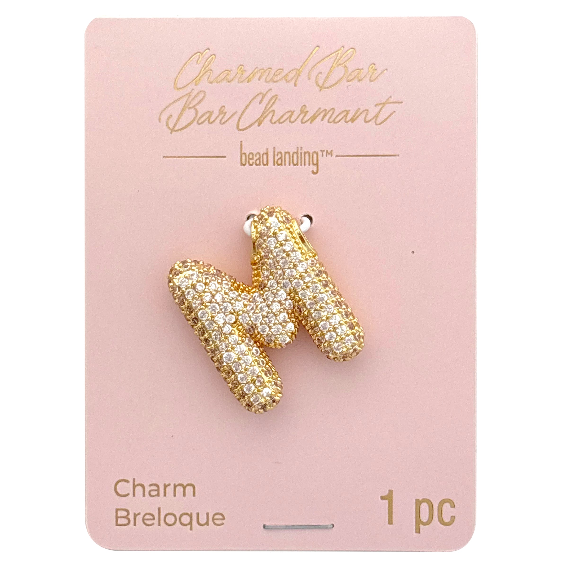 Charmed Bar Crystal-Studded Gold Letter Charm by Bead Landing