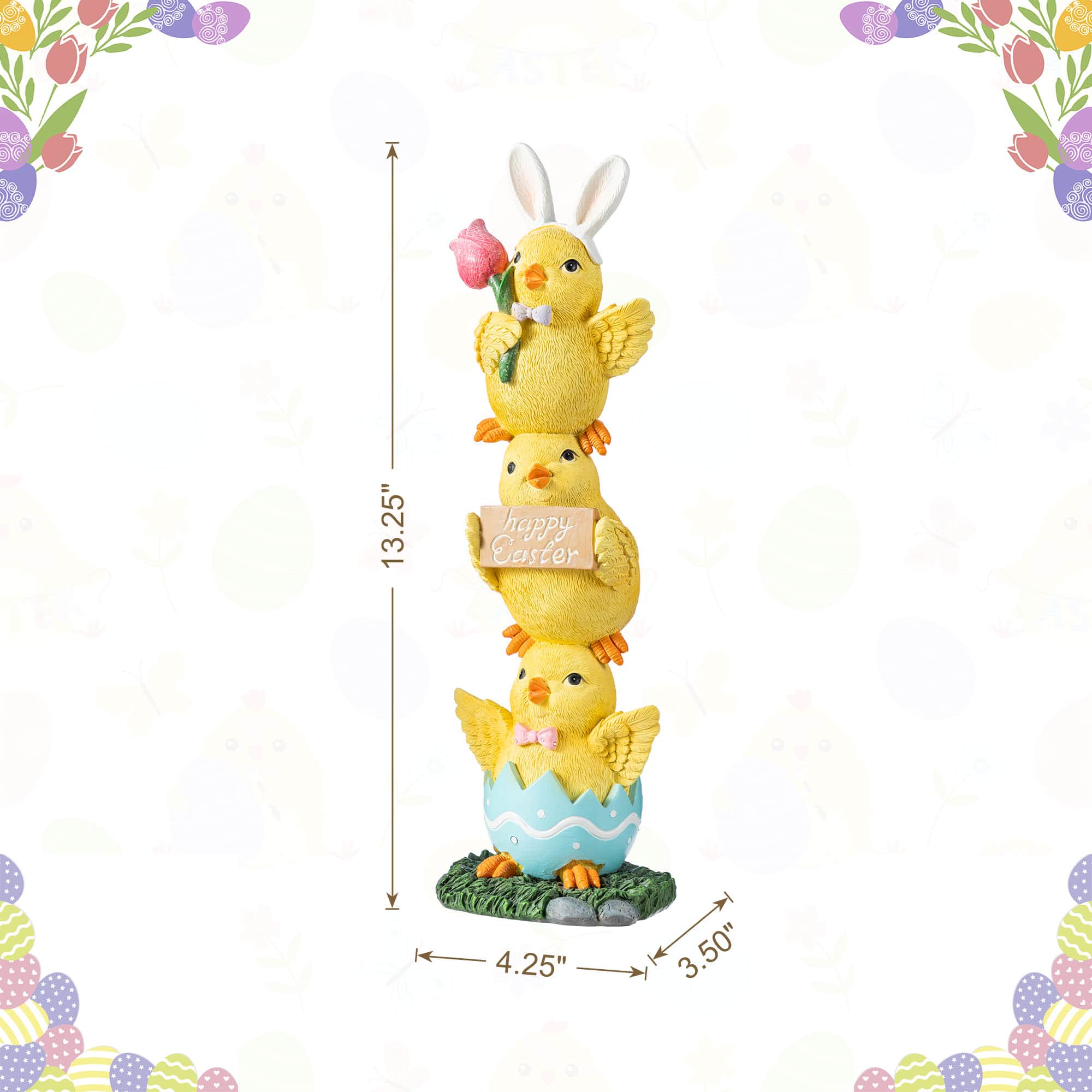 Glitzhome® 13.25" Easter Resin Stackable Chickens Table Decor