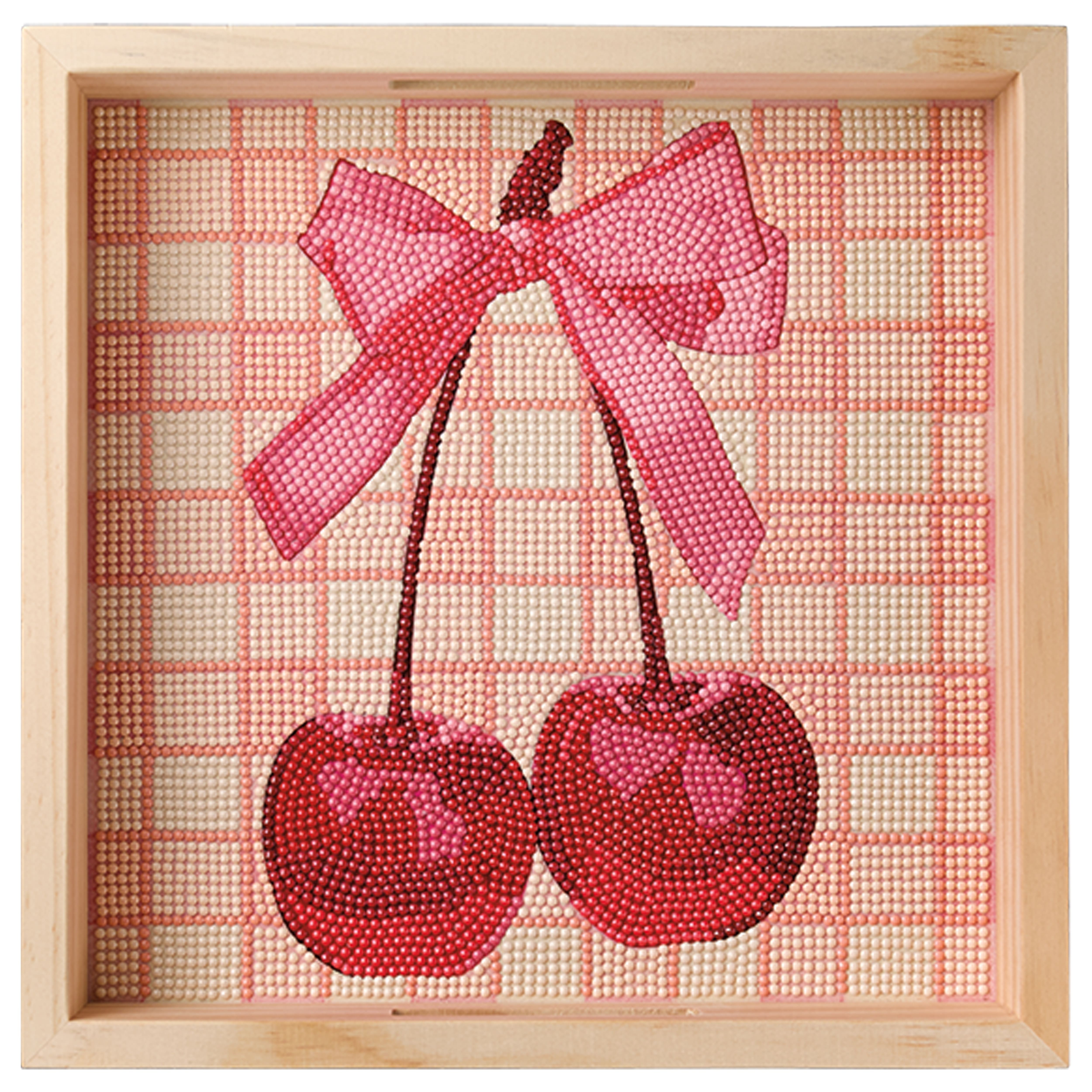 10" x 10" Cherries Wood Tray Diamond Art Kit by Make Market®