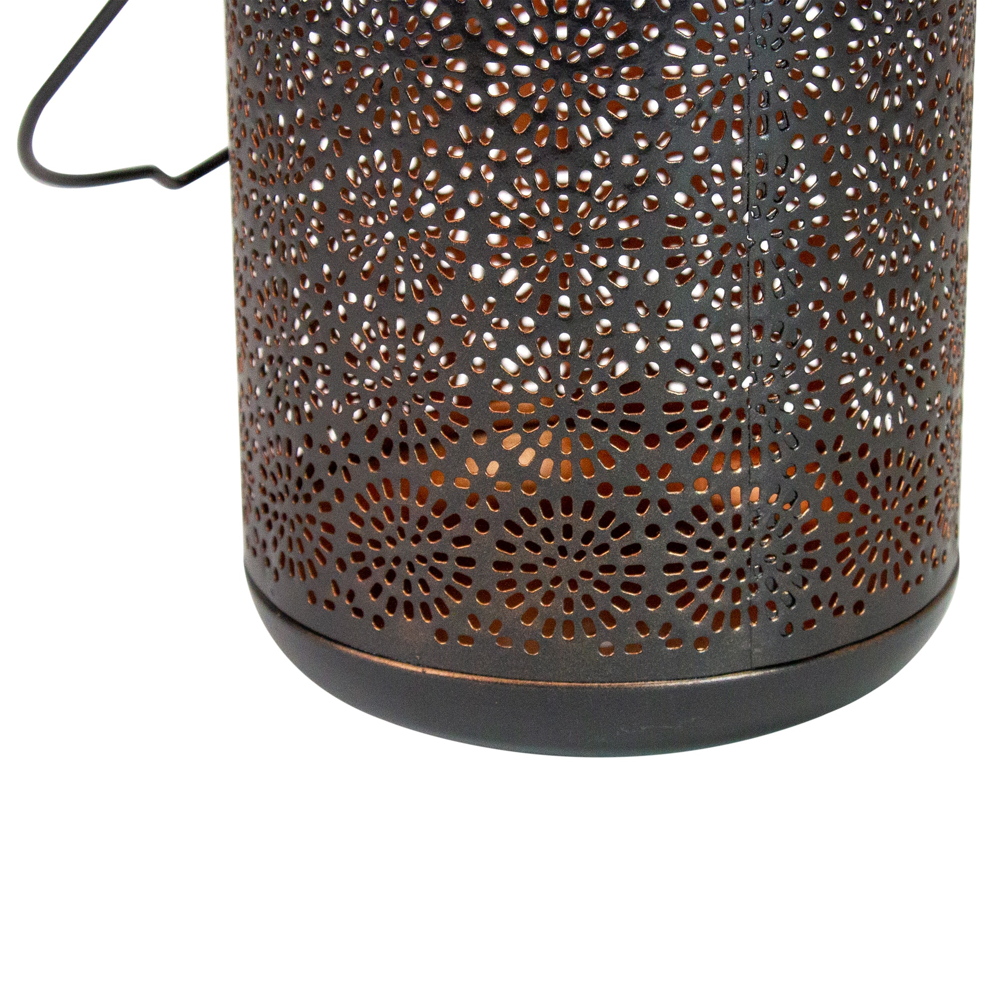 7" Black Outdoor Integrated Floral LED Solar Lantern with Handle