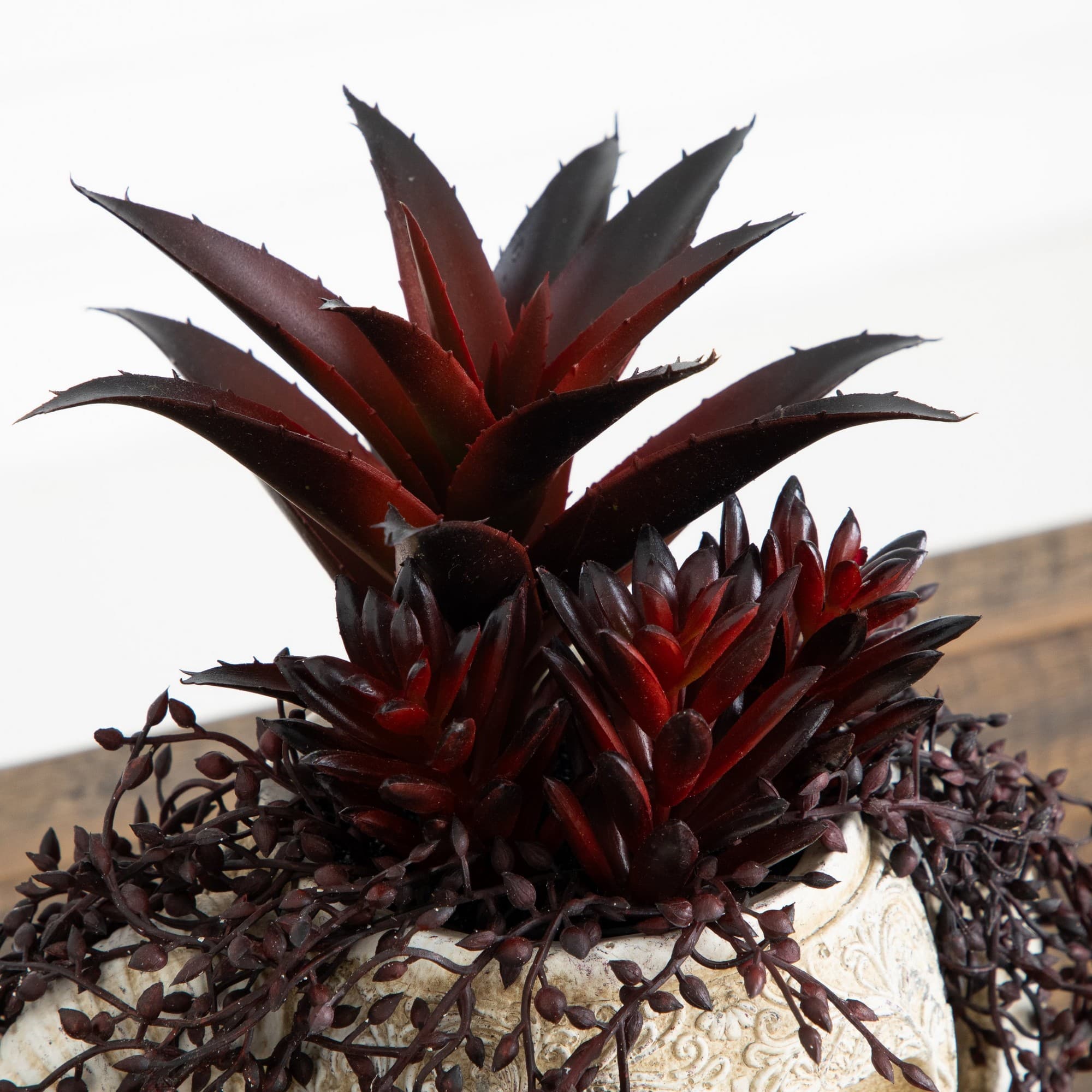 8" Artificial Halloween Succulent Garden in Horned Skull Planter