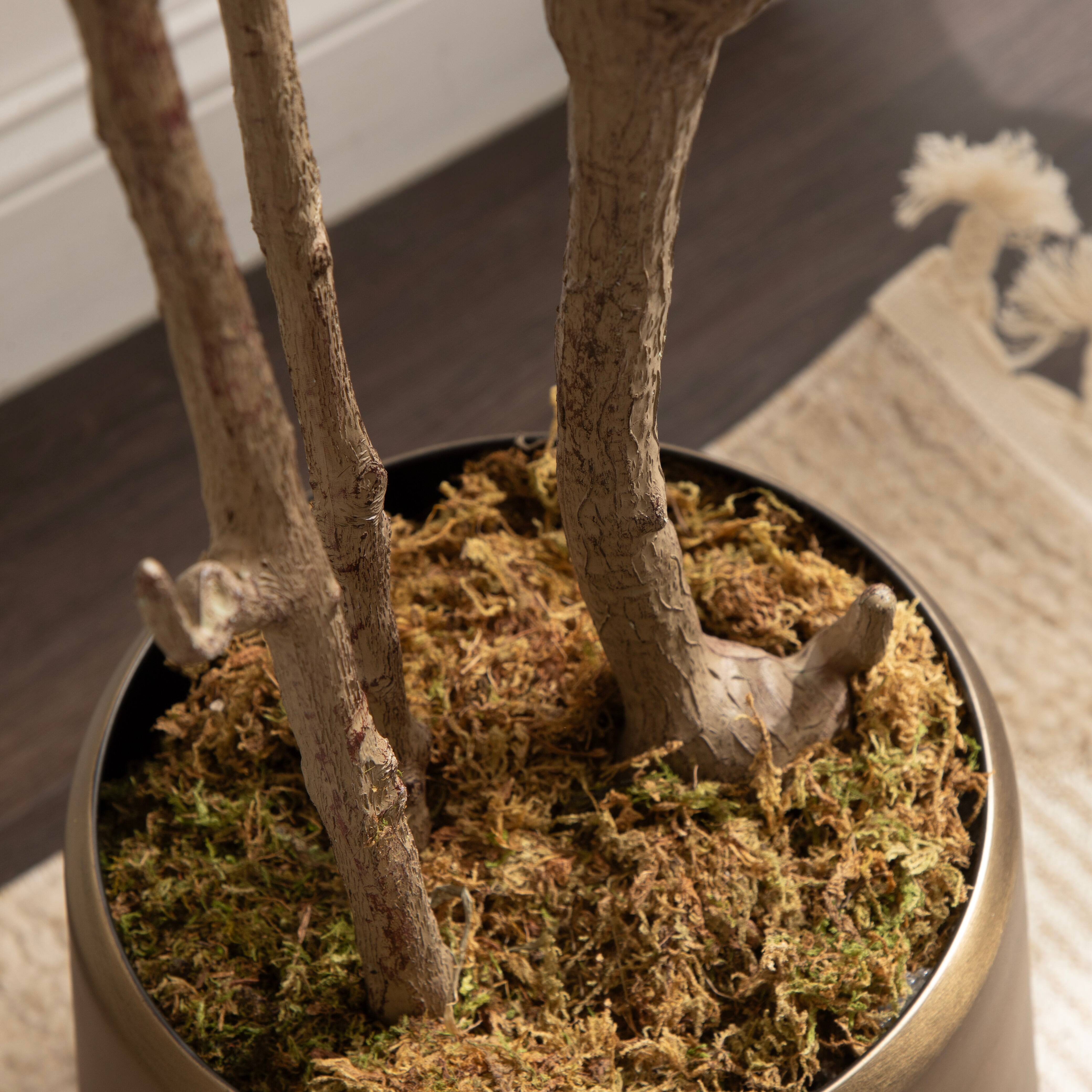Kate and Laurel 7ft. Oliveira Faux Olive Tree with Round Bronze Planter