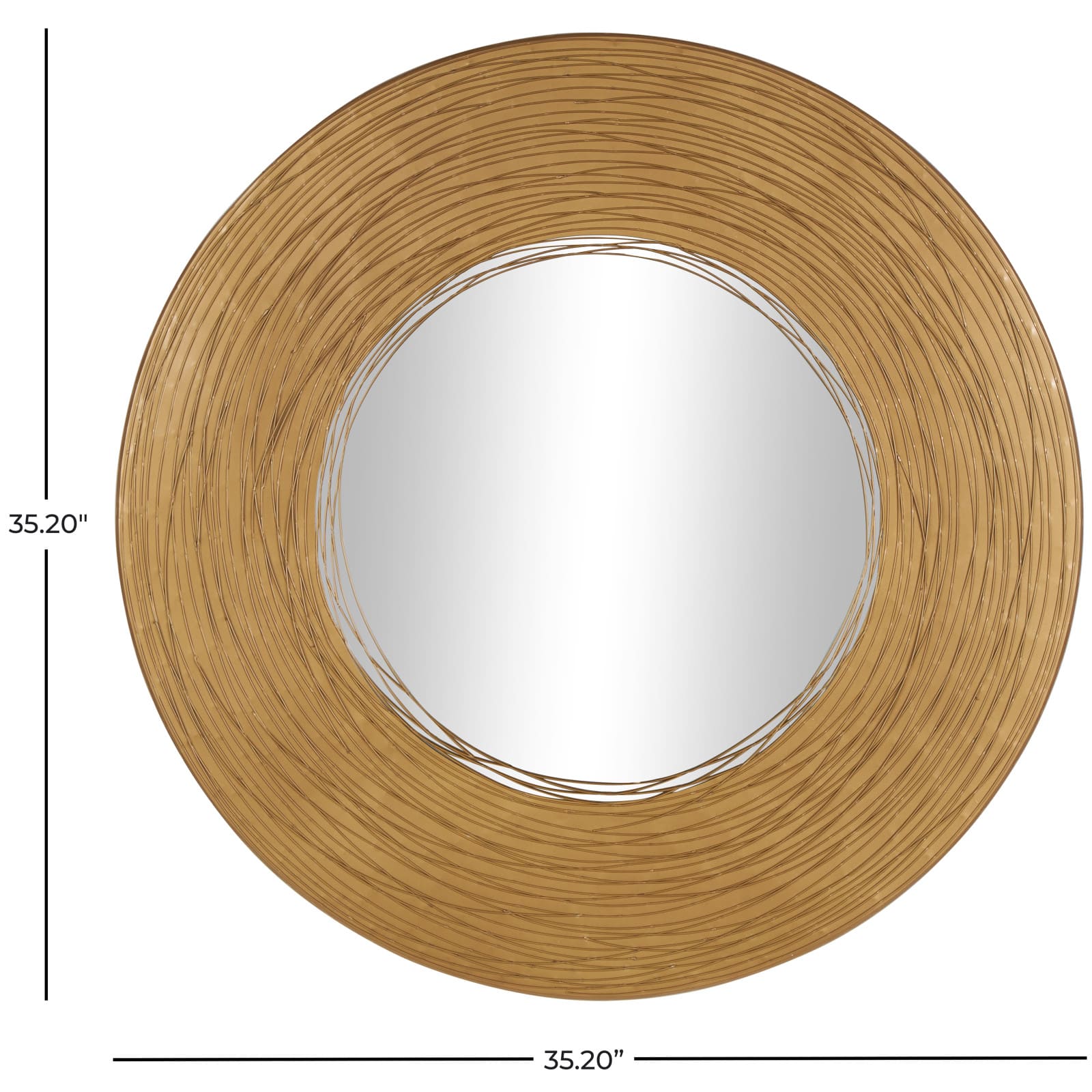 Gold Abstract Overlapping Wire Rings Metal Wall Mirror