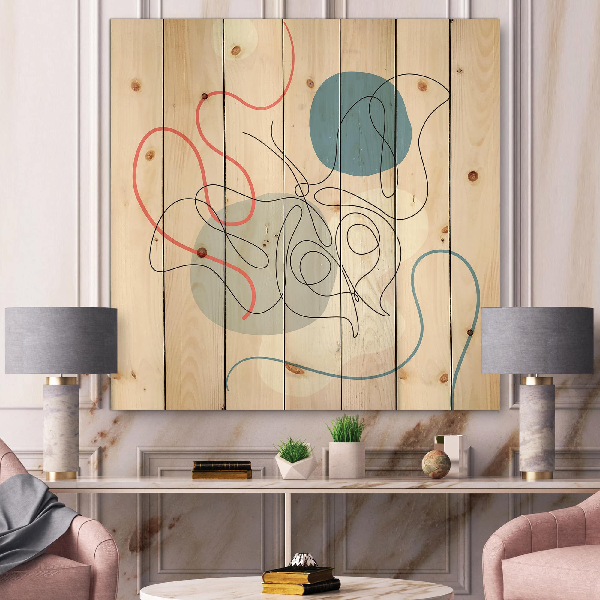 Designart - Butterfly One Line Drawing On Cubism Shapes II