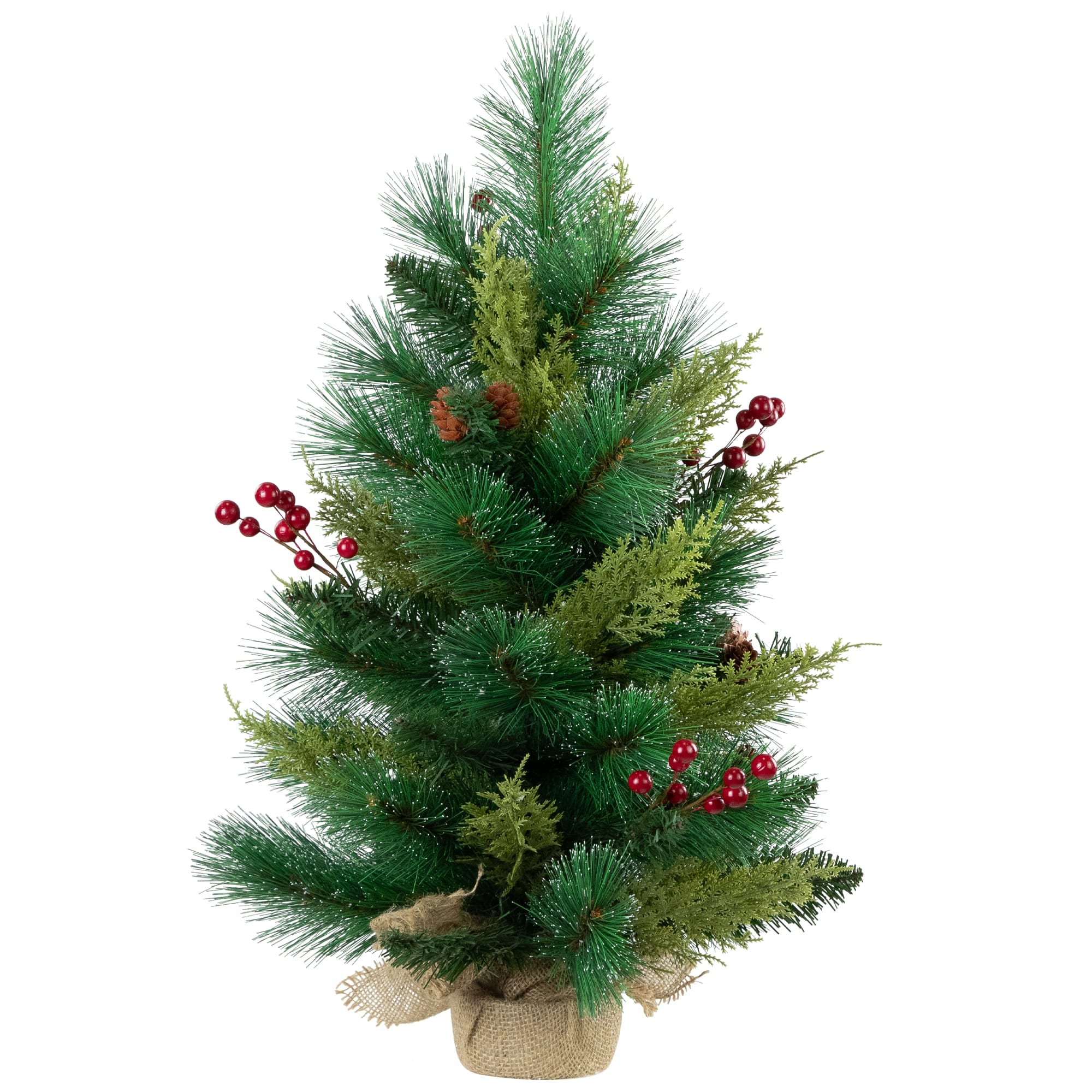 25" Unlit Spruce Pine Needle Artificial Christmas Tree in Burlap Base