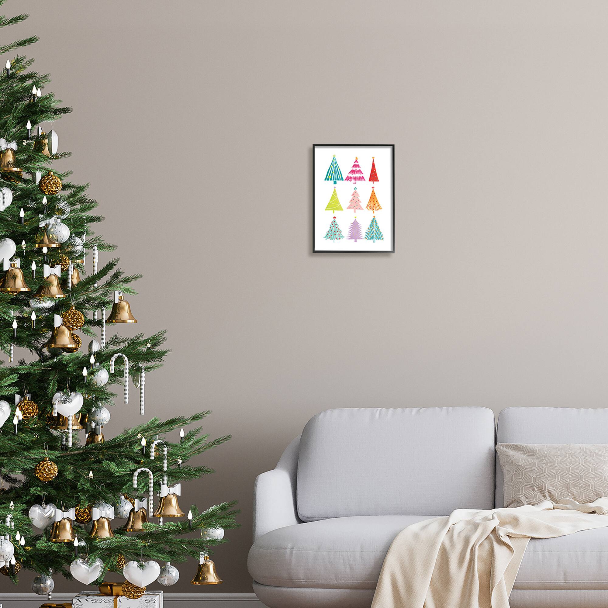 Stupell Industries Varied Fun Christmas Trees Framed Giclee Art