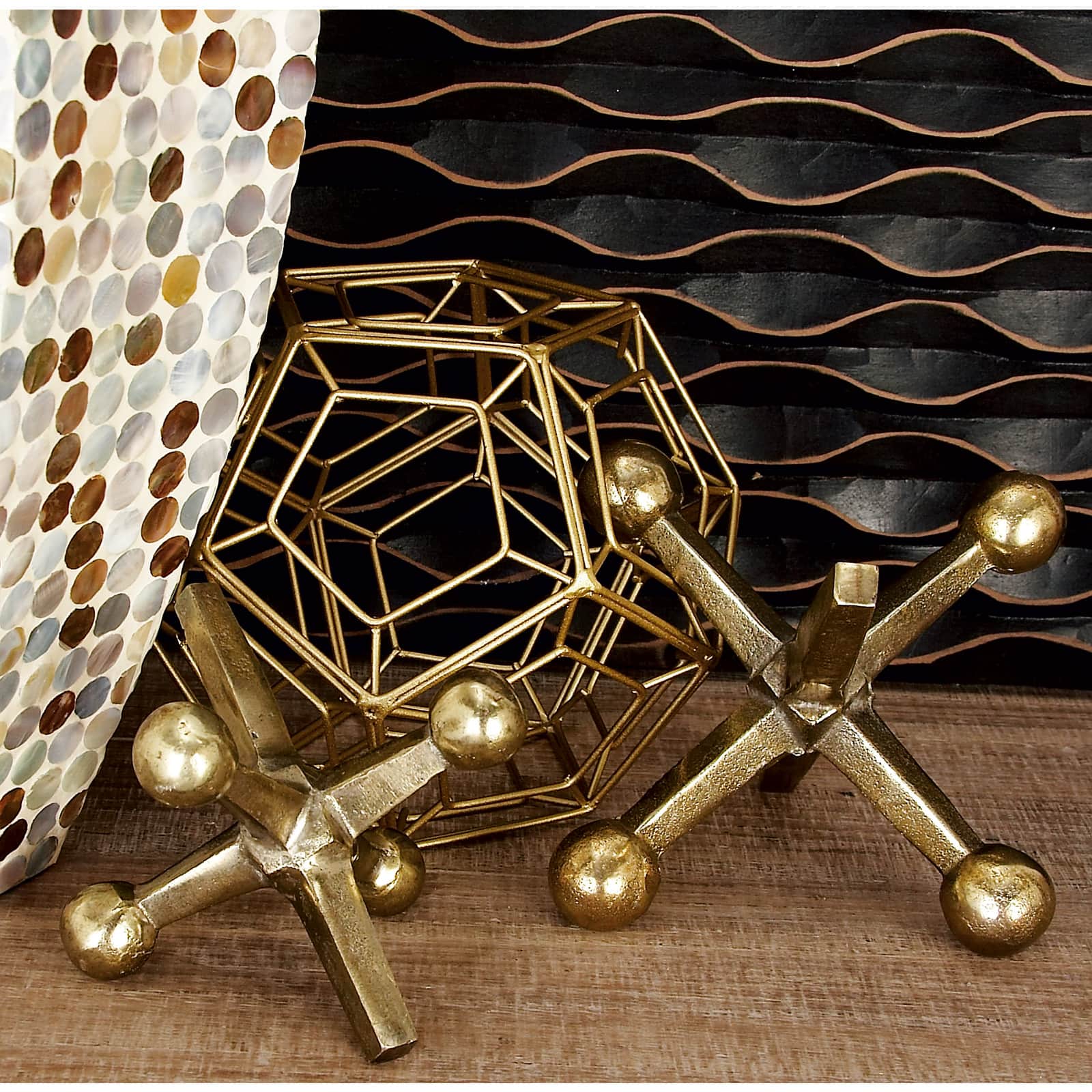 Aluminum Geometric Jacks Sculpture Set