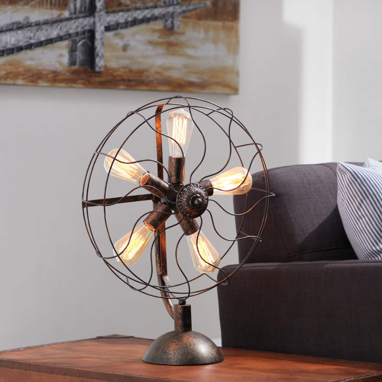 24" Black Metal Industrial Table Lamp
